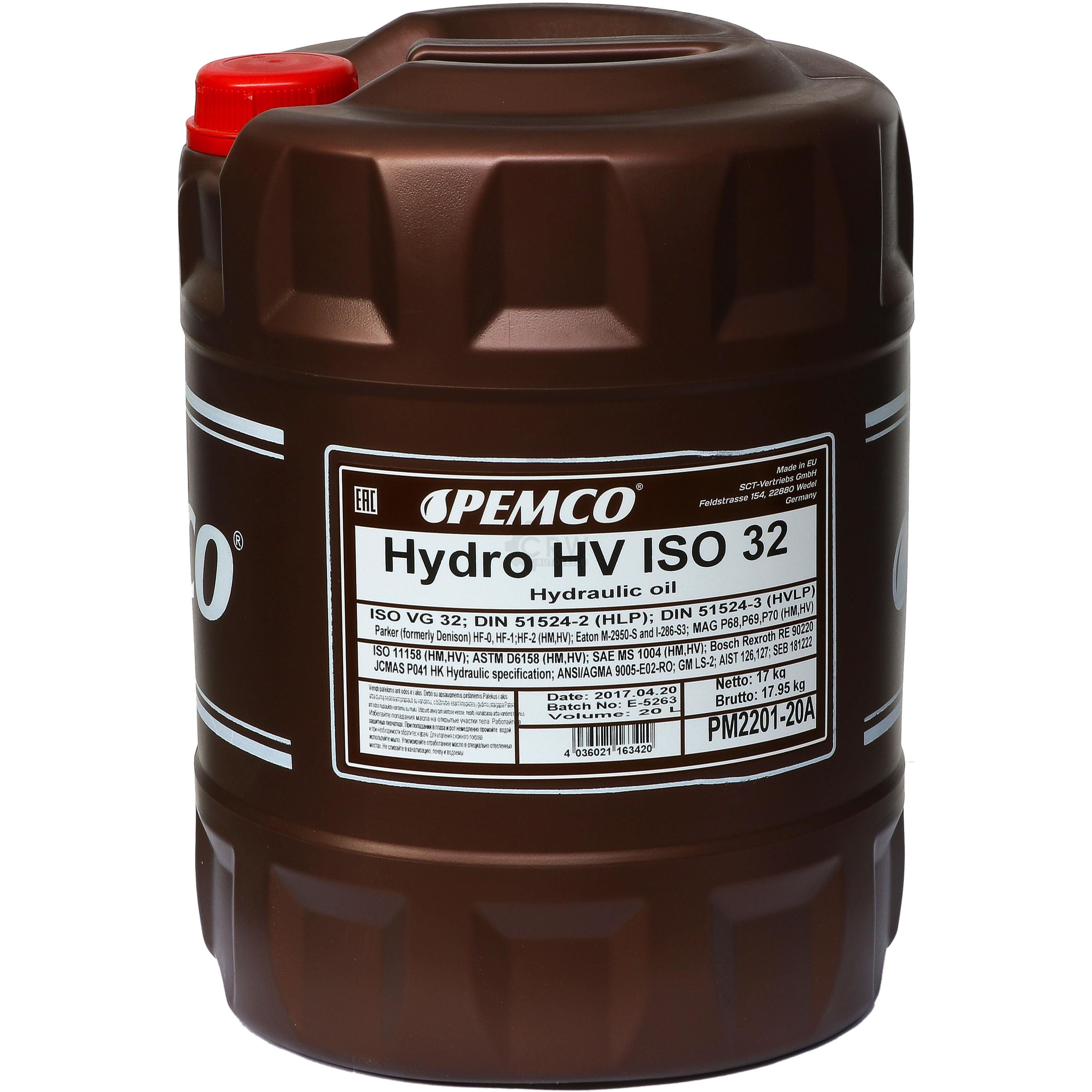 20 Liter  PEMCO Hydro HV ISO 32 HVLP Hydrauliköl Oil Öl