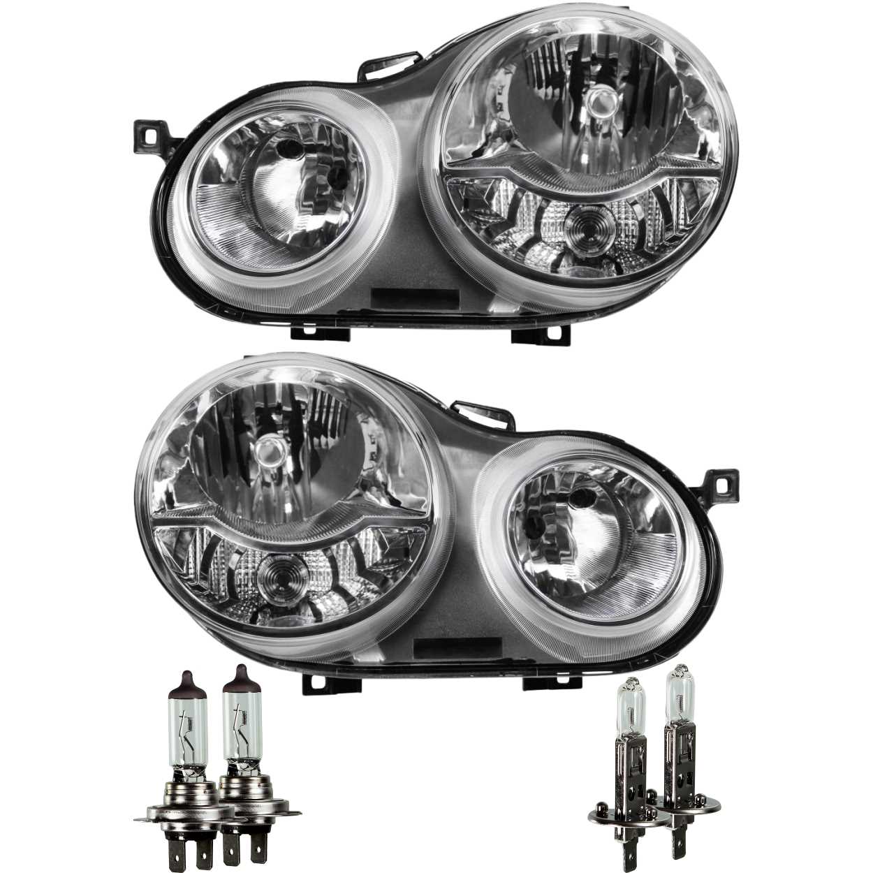 Scheinwerfer Set für VW Polo IV 4 9N Bj. 01-05 (Valeo System) inkl. Lampen H1+H7