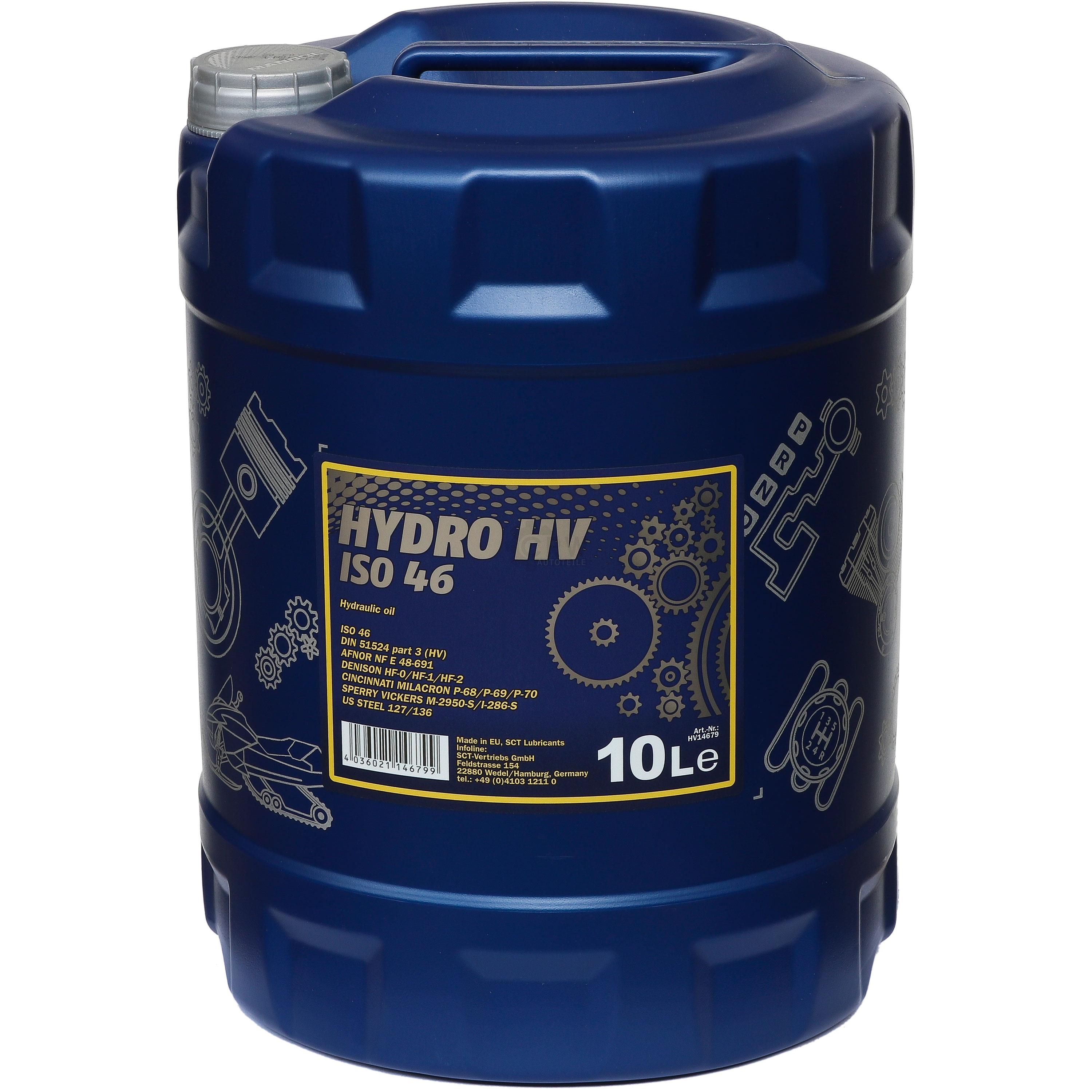 10 Liter  MANNOL Hydrauliköl Hydro HV ISO 46 DIN 51524 Oil