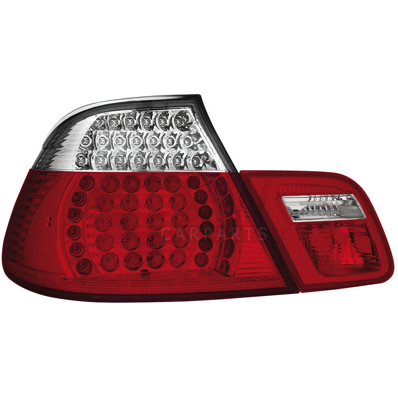 LED 2 x Rückleuchten für BMW E46 Cabrio 00-05 red/crystal / Klarglas 4teil V6R