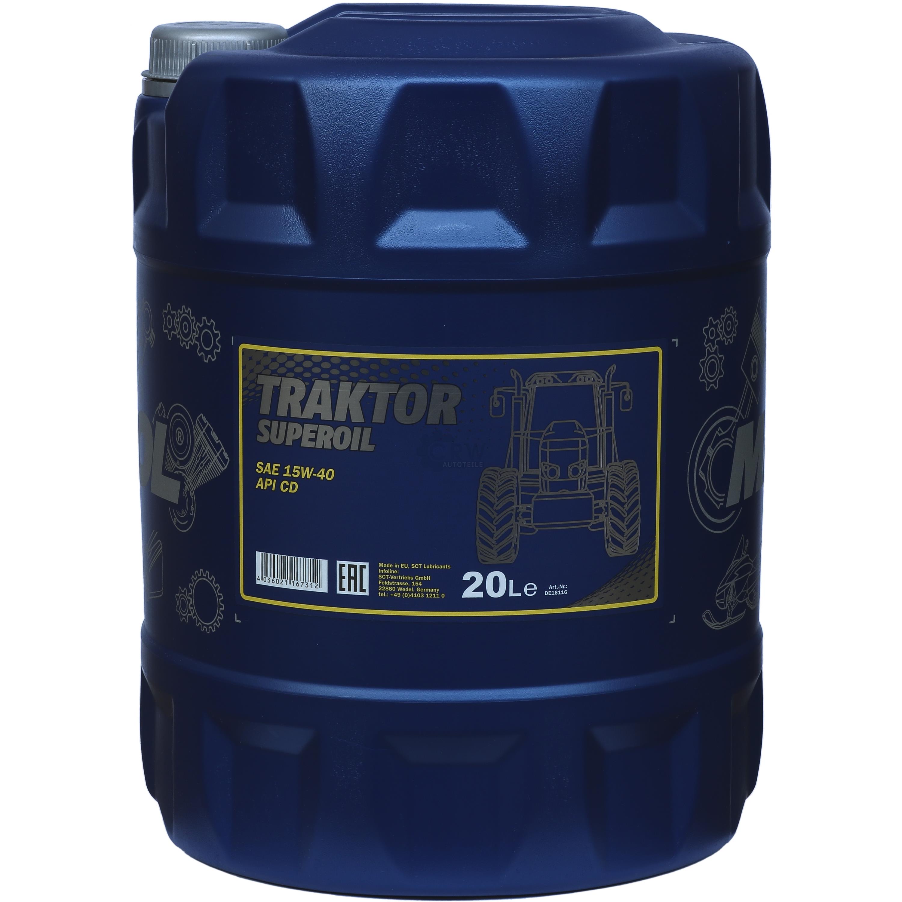 20 Liter Orignal MANNOL Motoröl Traktor Superoil API CD 15W-40  Engine Oil Öl