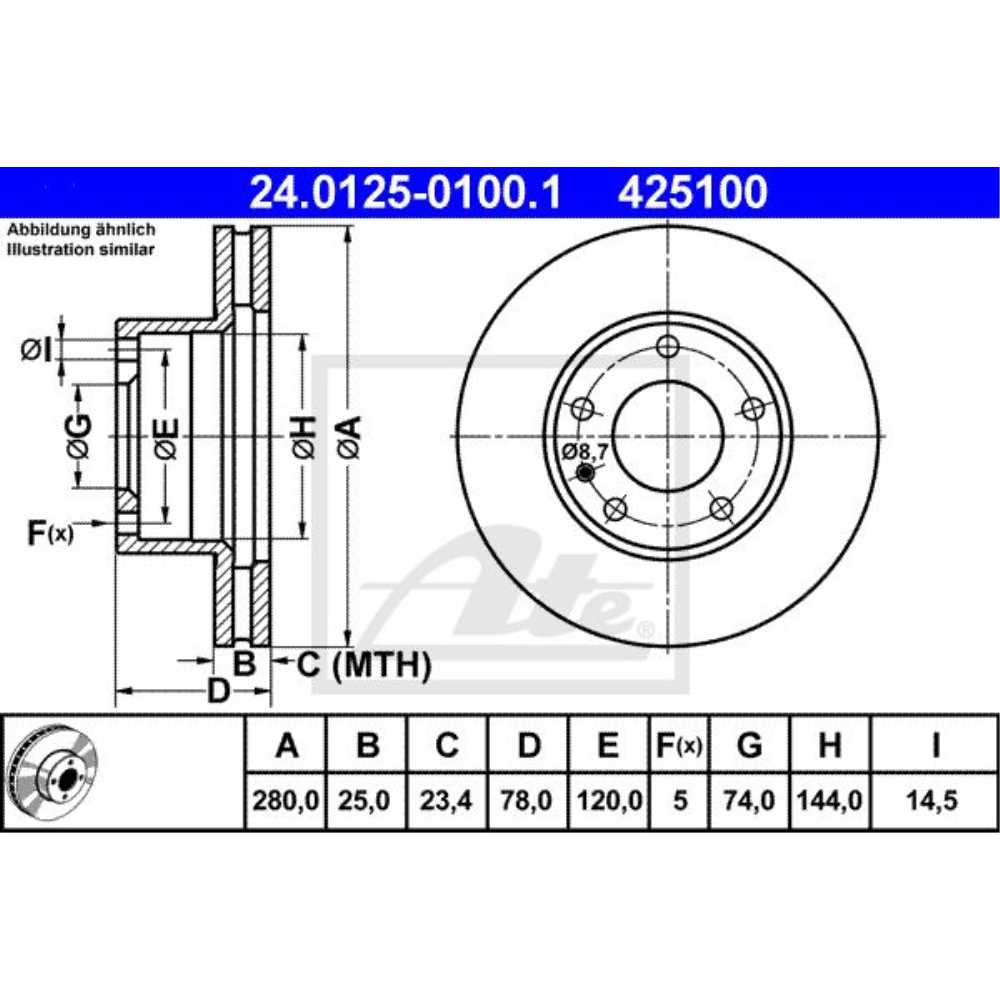 Bremsscheibe 24.0125-0100.1 vorne für BMW 5er E12 7er E23