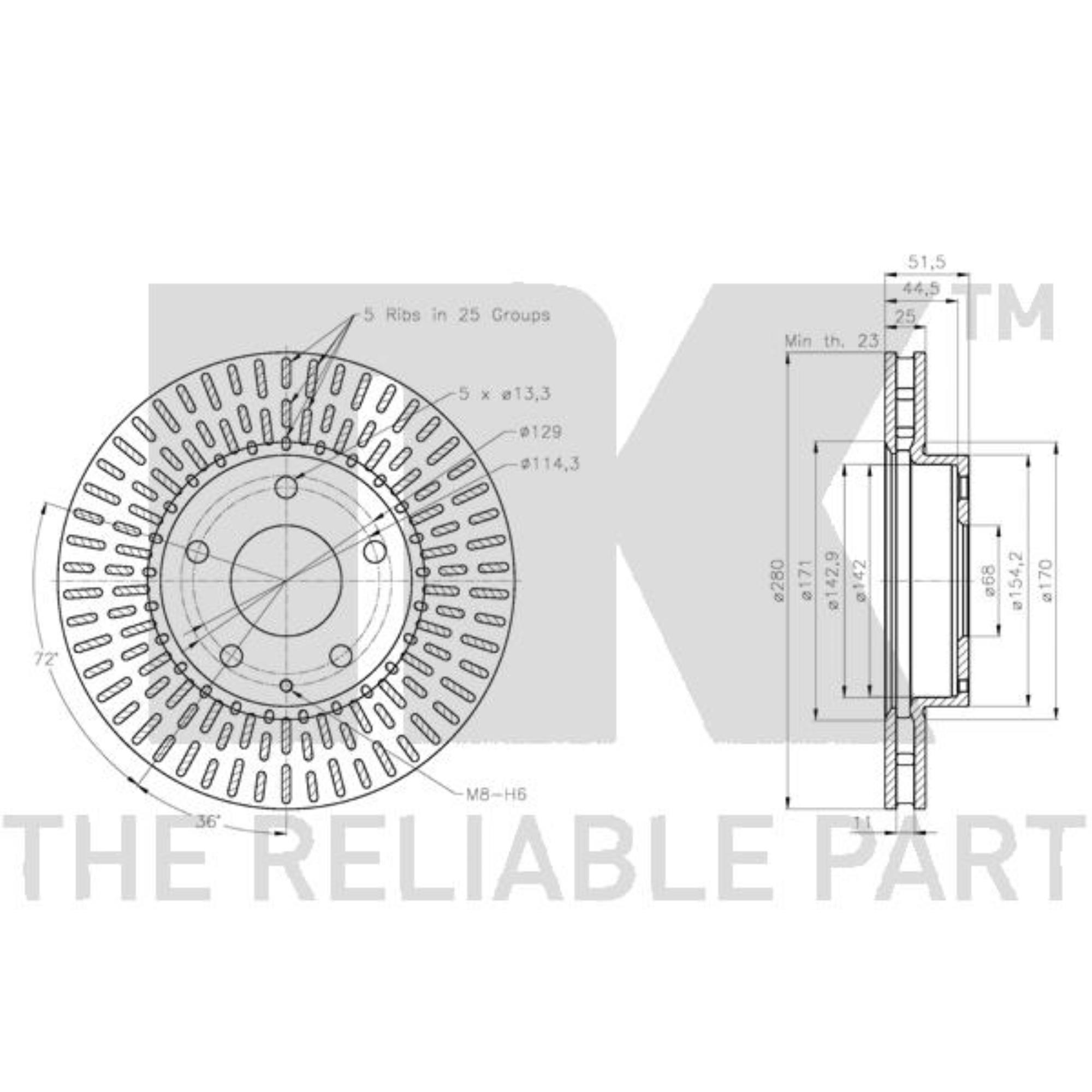 Bremsscheiben Vorderachse beschichtet Ø280 mm für Mazda CX-3 DK BM BN
