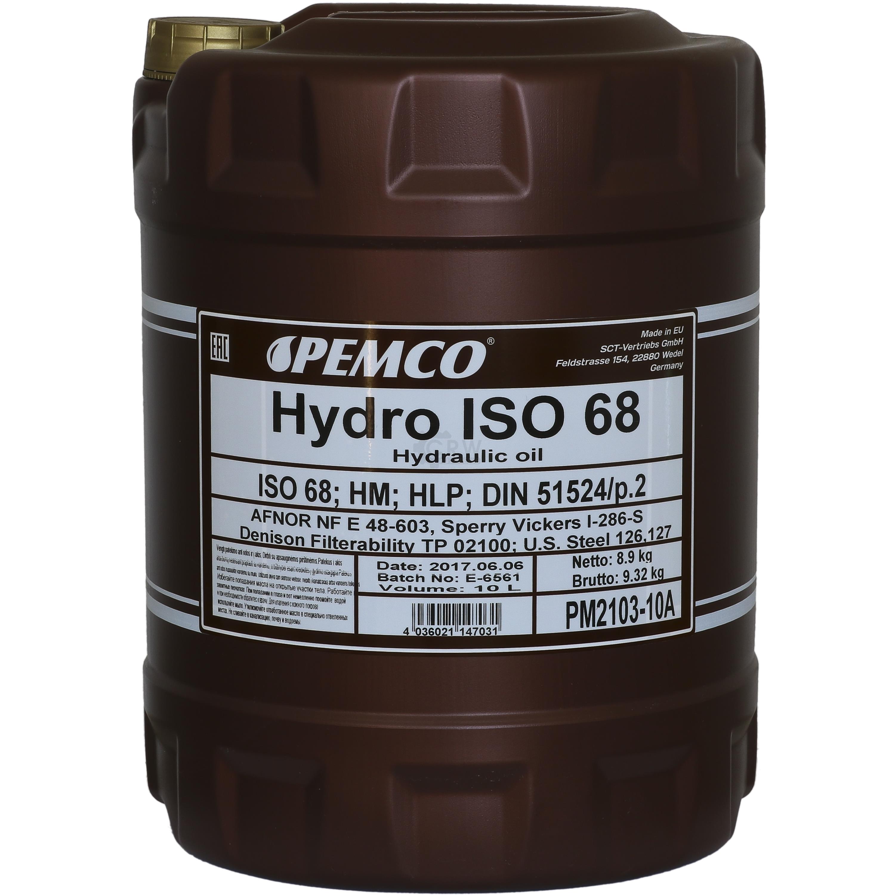 10 Liter  PEMCO Hydrauliköl ISO 68 Hydro HLP Oil