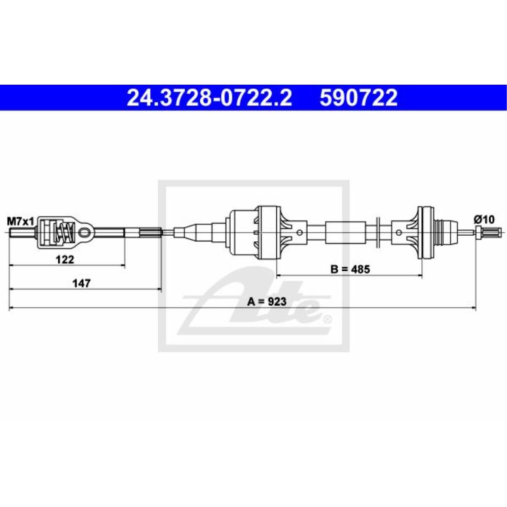 Seilzug Kupplungsbetätigung 24.3728-0722.2 für Opel Astra F Cabriolet 53_B CC T92 53_ 54_ 58_ 59_