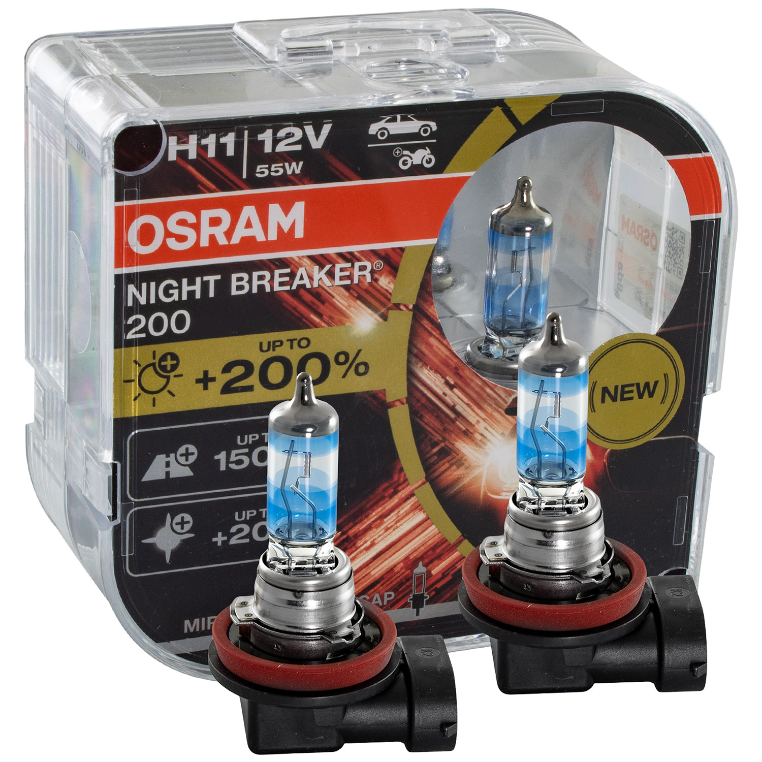 OSRAM H11 NIGHT BREAKER 200 DuoBox bis zu 200% mehr Licht 3600 K