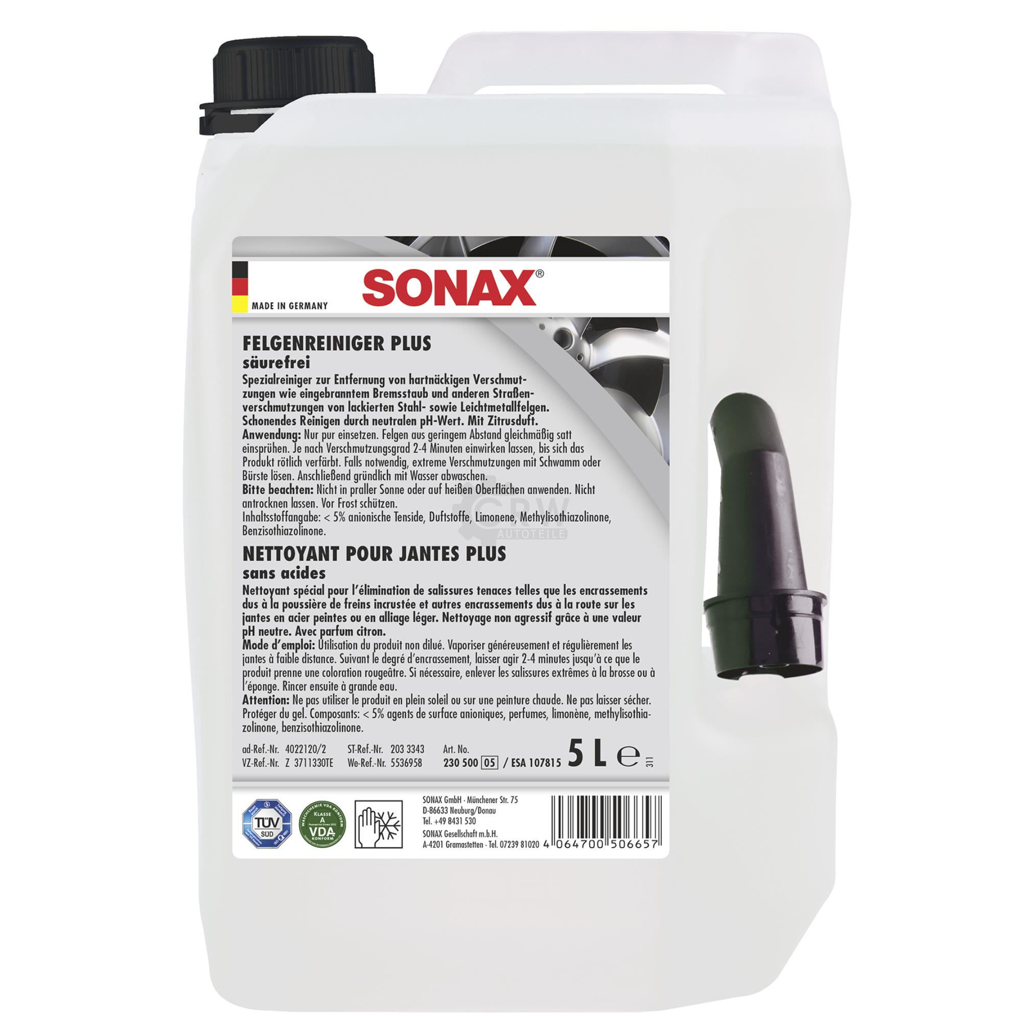 SONAX 02305000 PROFILINE FelgenReiniger säurefrei RDKS geeignet 5 L