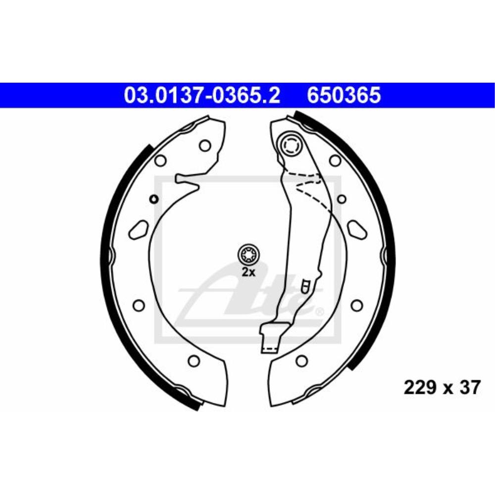Bremsbackensatz 03.0137-0365.2 Hinterachse für Toyota Avensis _T22_ Liftback