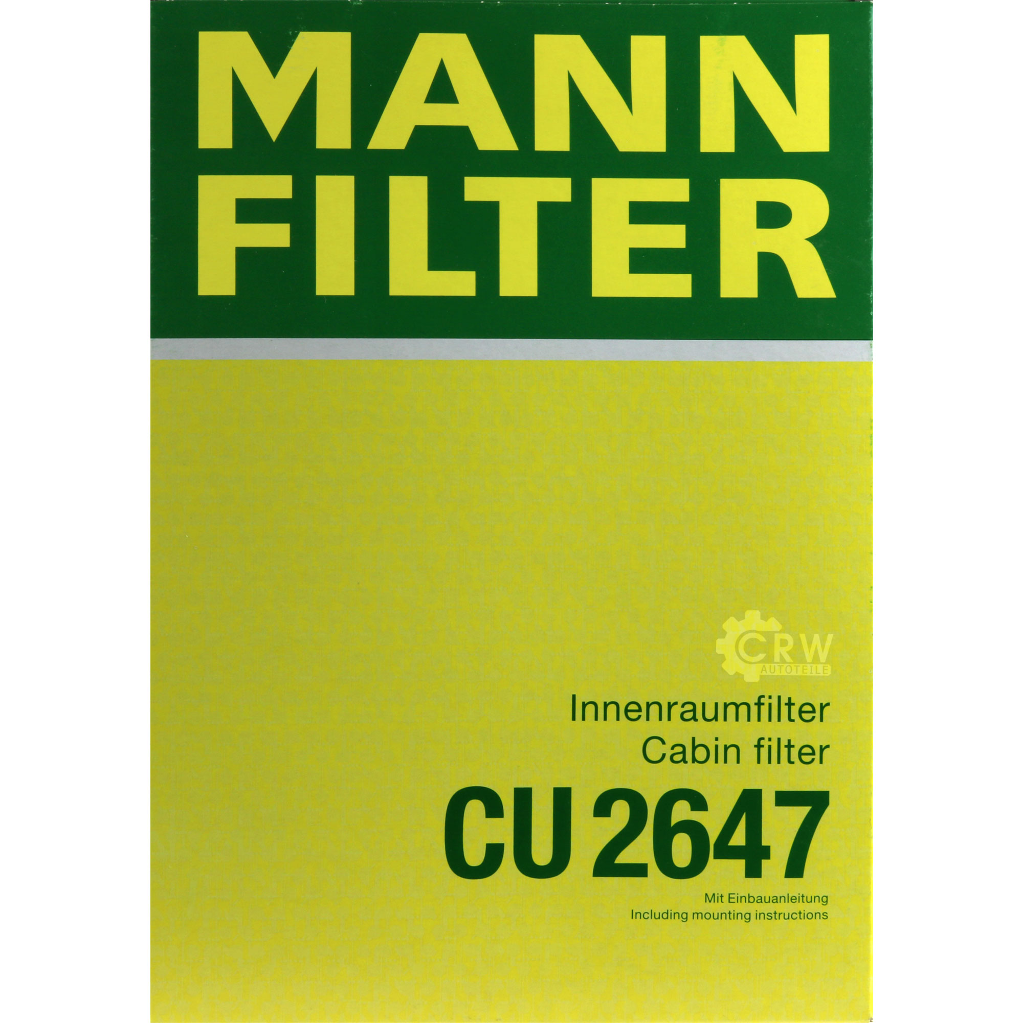MANN-FILTER Innenraumfilter Pollenfilter CU 2647