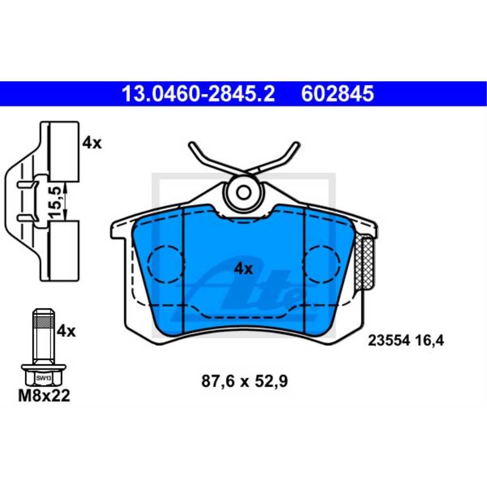 ATE Satz Bremsen Bremsscheiben + Bremsbeläge hinten für Renault Clio III BR0/1