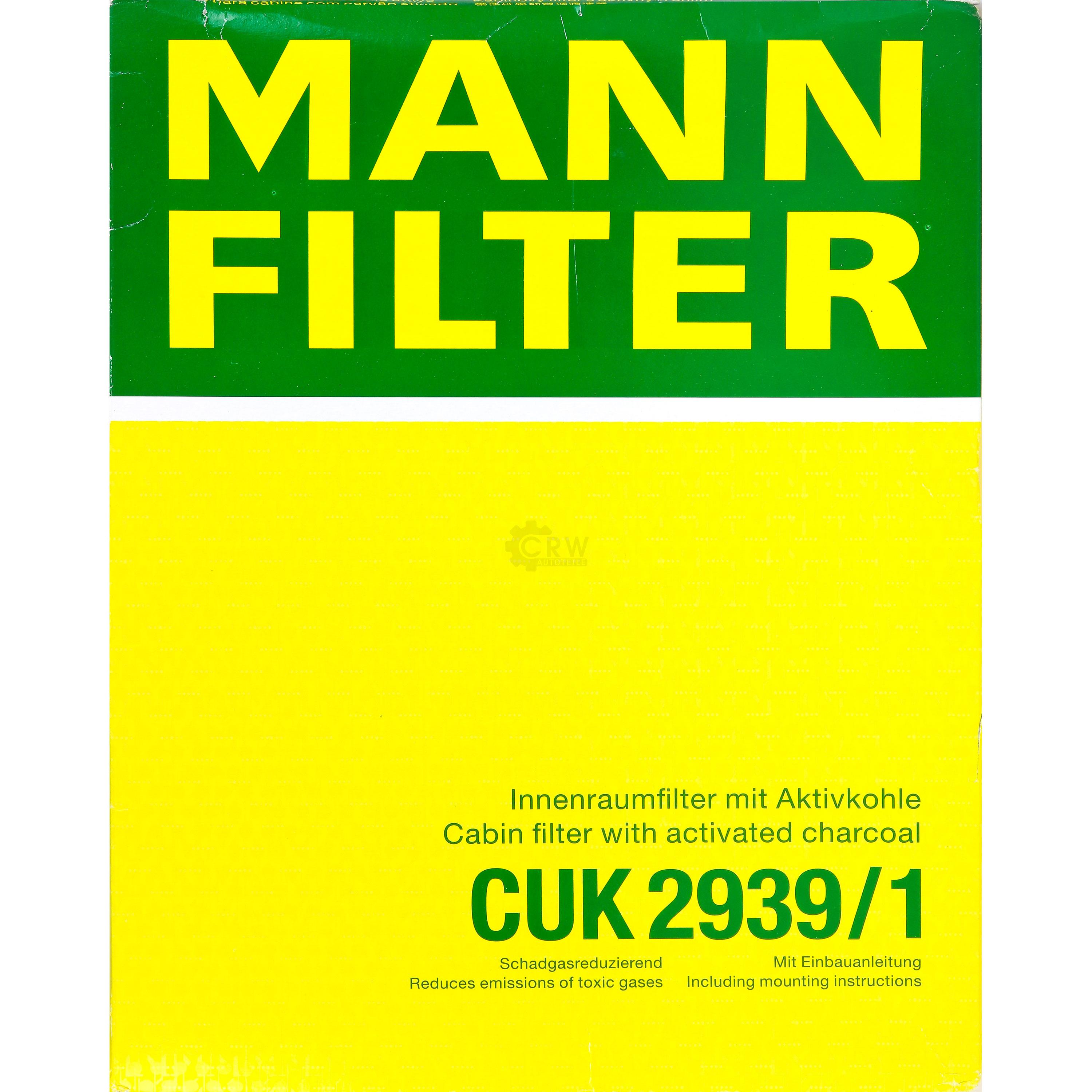MANN-FILTER Innenraumfilter Pollenfilter Aktivkohle CUK 2939/1