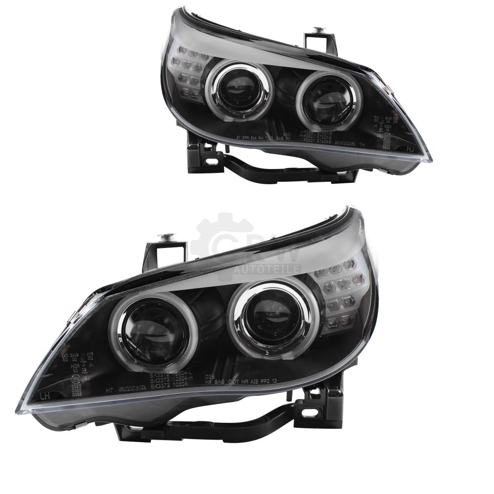 Design Xenon Scheinwerfer Set für BMW E60 Bj. 03-04 klargl/schwarz CCFL LED WA5