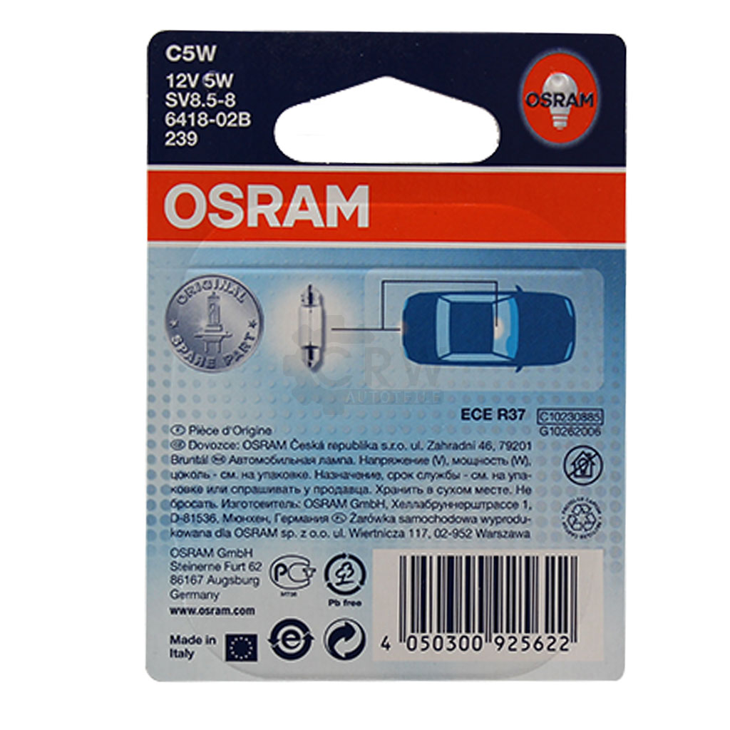 OSRAM C5W Soffittenlampen 12V/5W Sockel SV85-8 B3/Tc 1000h/2000h