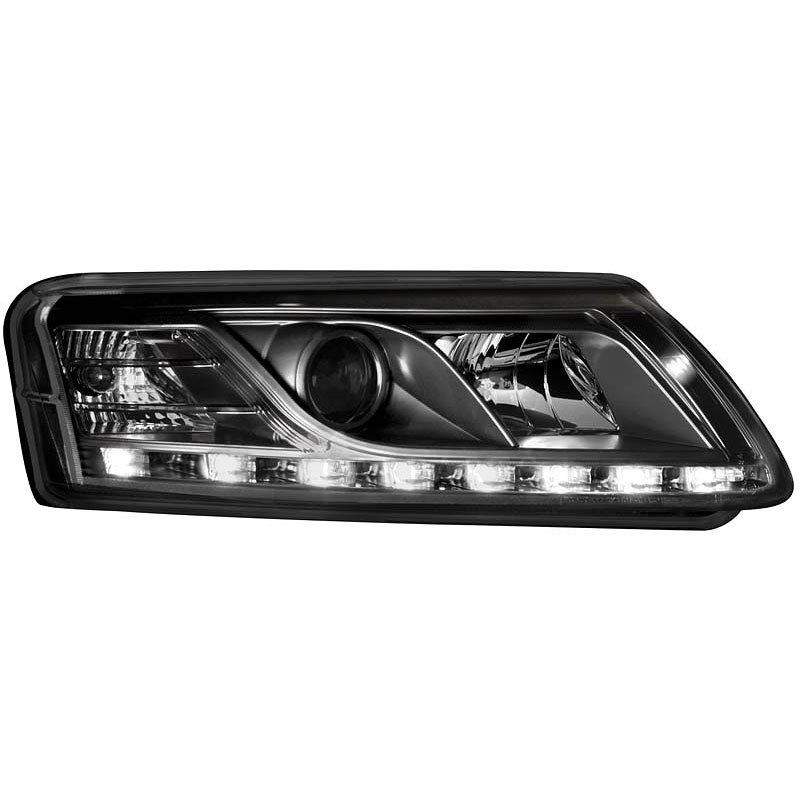 2 x Scheinwerfer für Audi A6 4F 04-07 LED Tagfahrlicht black / schwarz