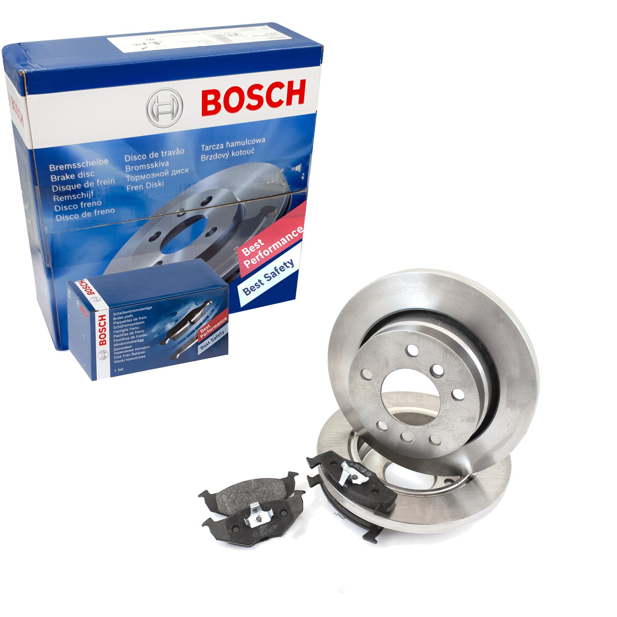 BOSCH Satz Bremsbeläge + Bremsscheiben Voll hinten für Fiat Bravo II 198 198 