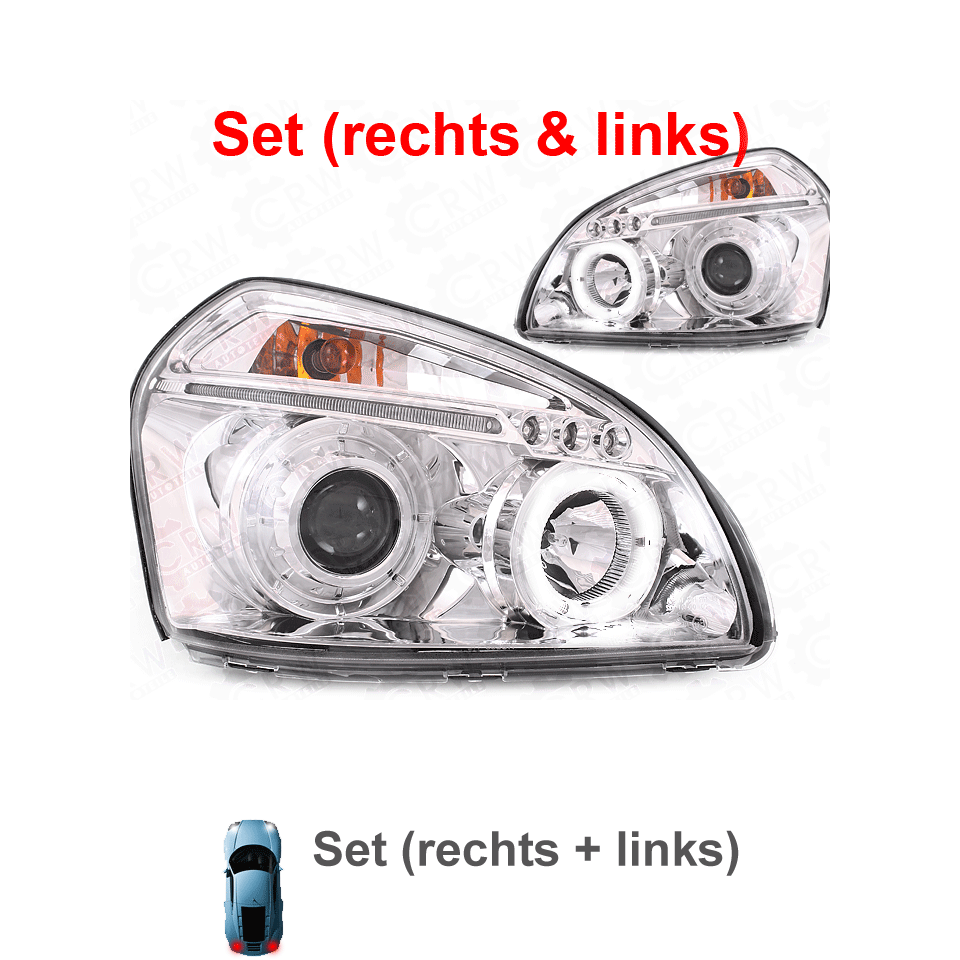 Scheinwerfer Set für Hyundai Tucson Bj. 05-10 klarglas/chrom Angel Eyes H1+H1