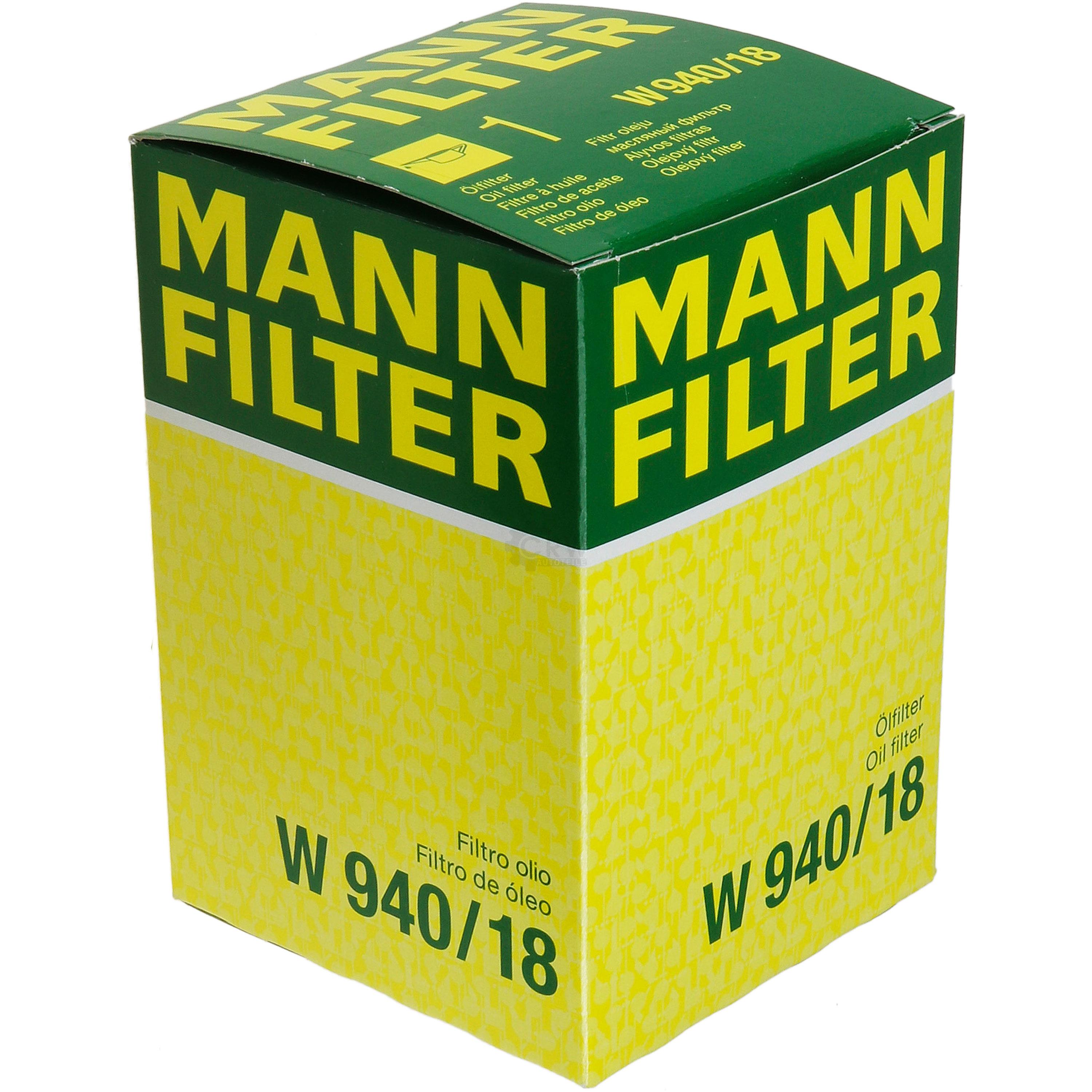 MANN-FILTER ÖlFILTER für Arbeitshydraulik W 940/18