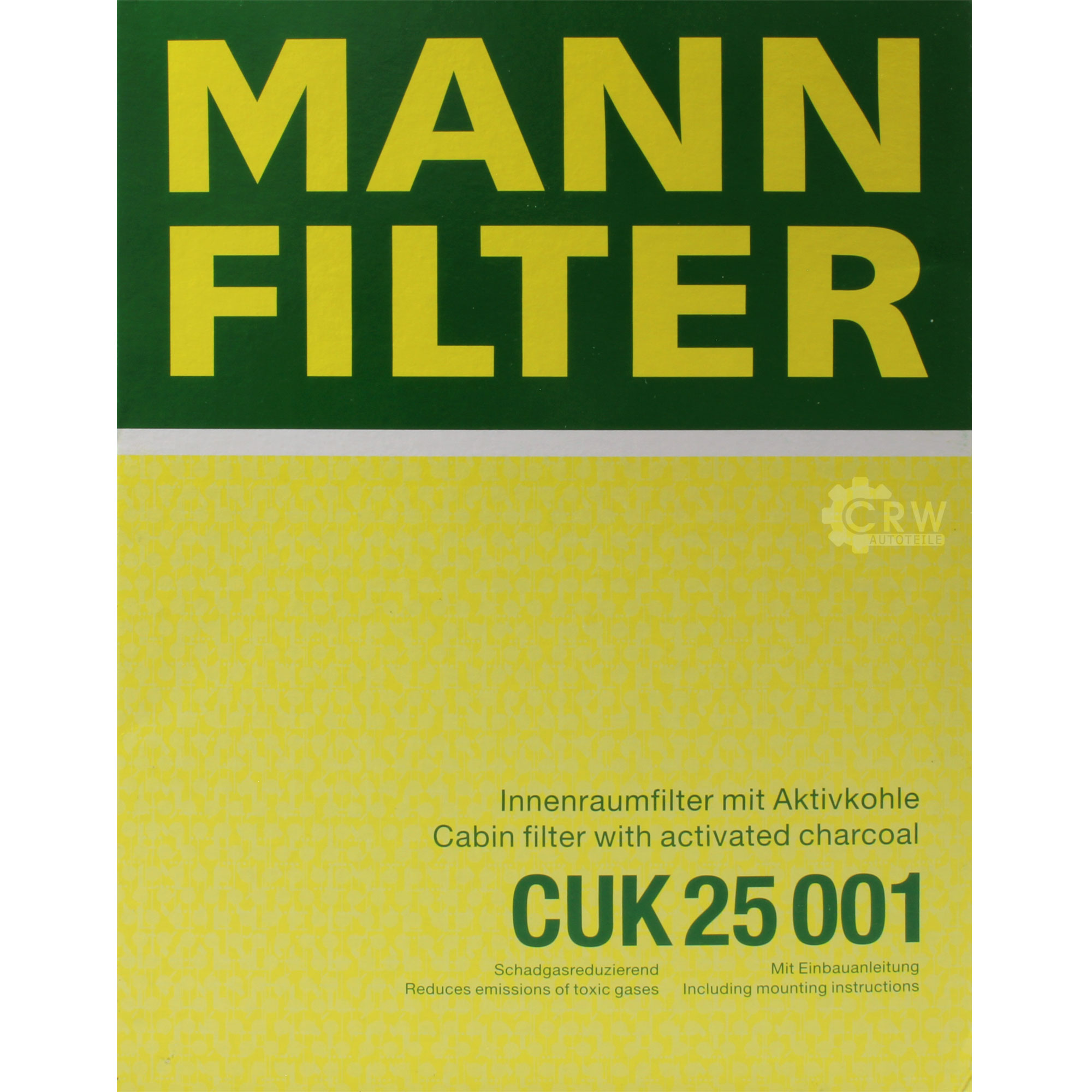 MANN-FILTER Innenraumfilter Pollenfilter Aktivkohle CUK 25 001
