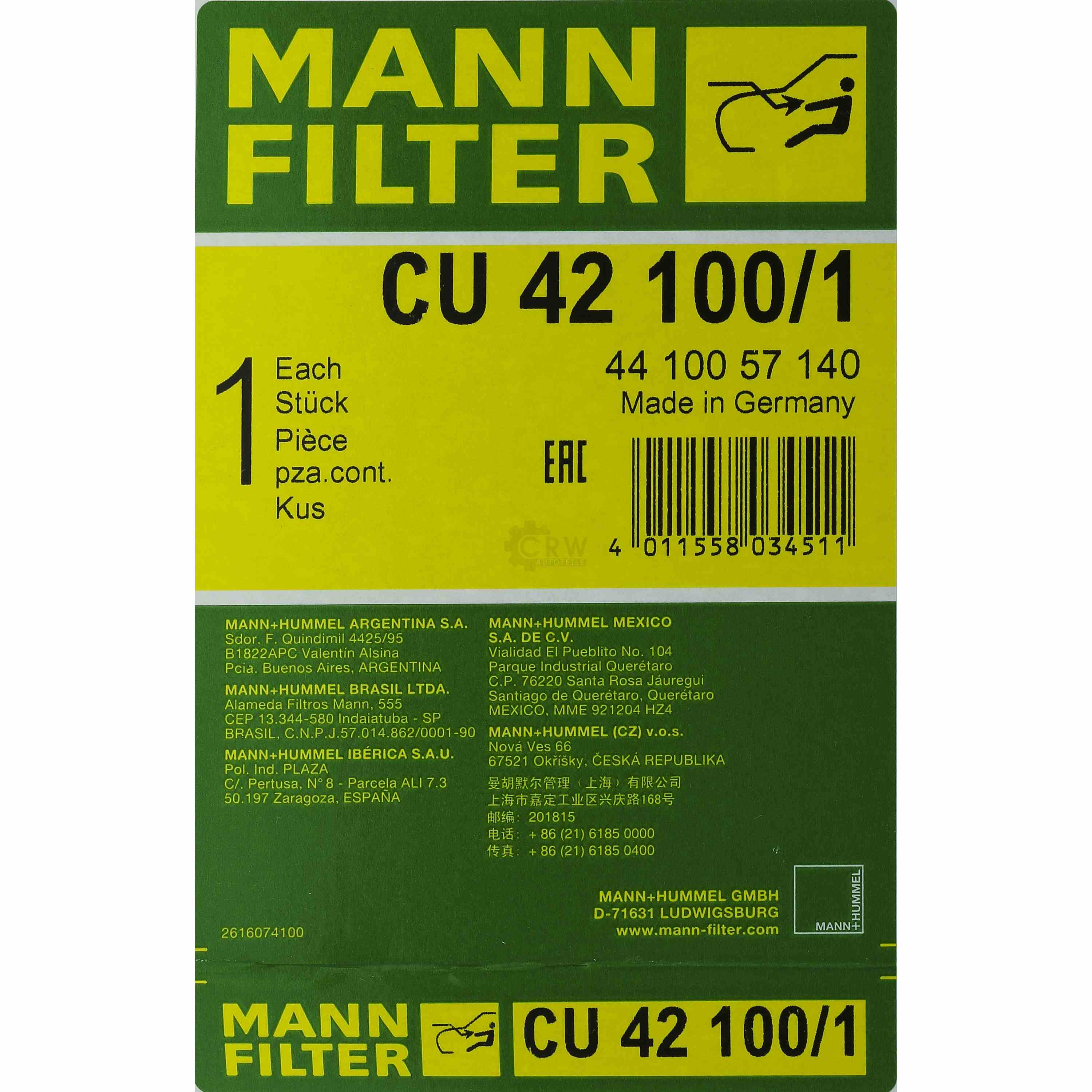 MANN Innenraum Filter CU 42 100/1