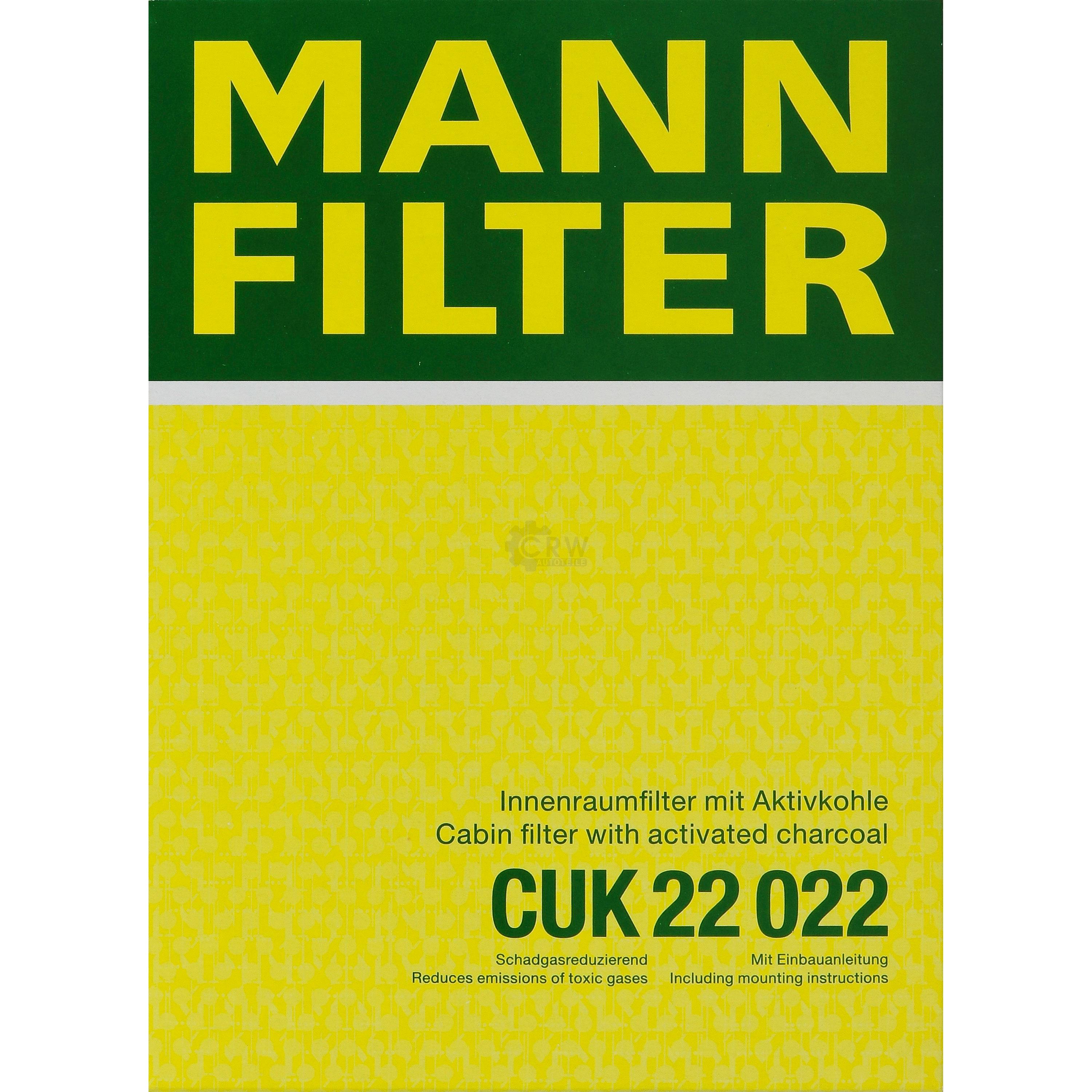 MANN-FILTER Innenraumfilter Pollenfilter Aktivkohle CUK 22 022