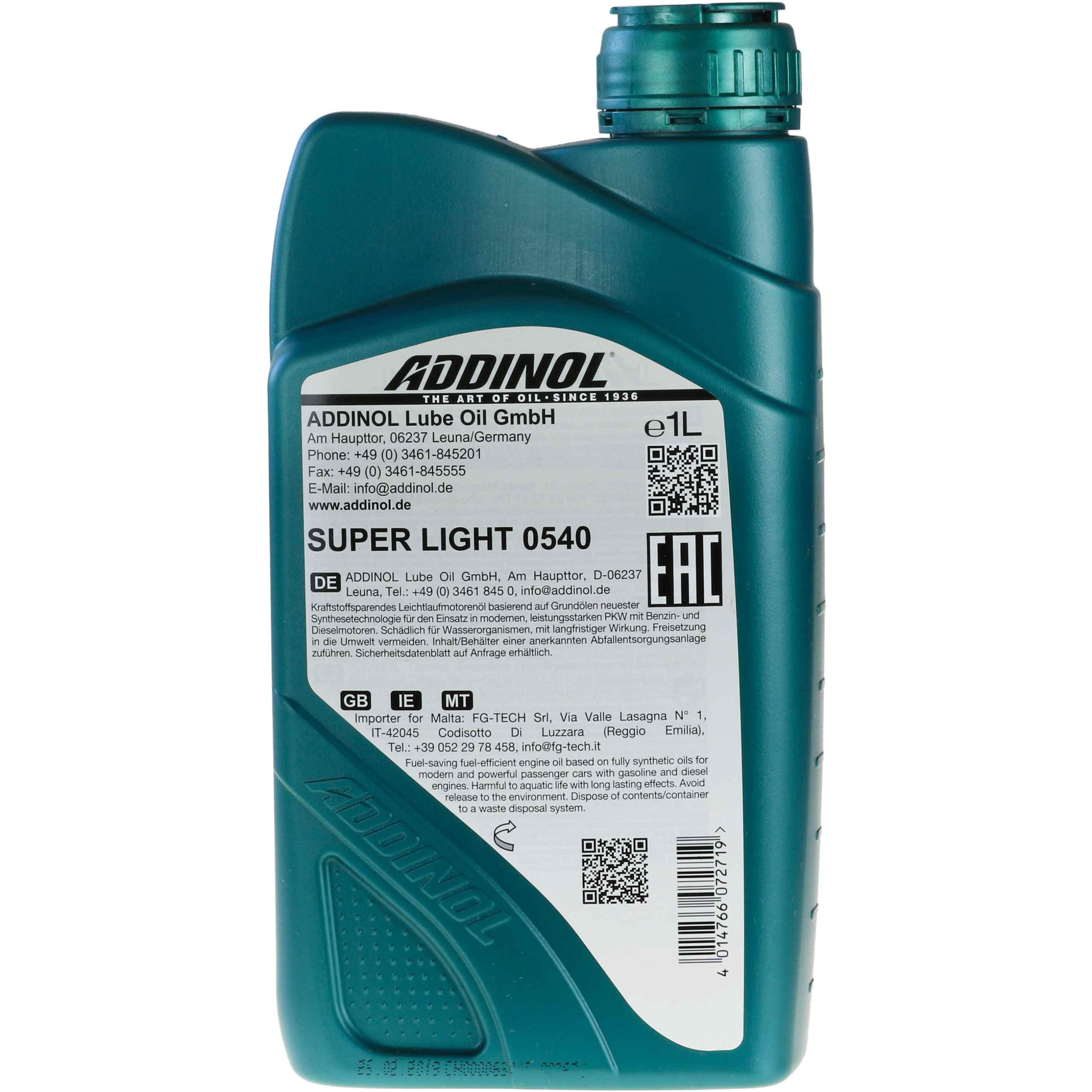 ADDINOL SUPER LIGHT 0540 Motoröl 5W-40 MB 229.5/226.5 VW 502 00/505 00 1 Liter