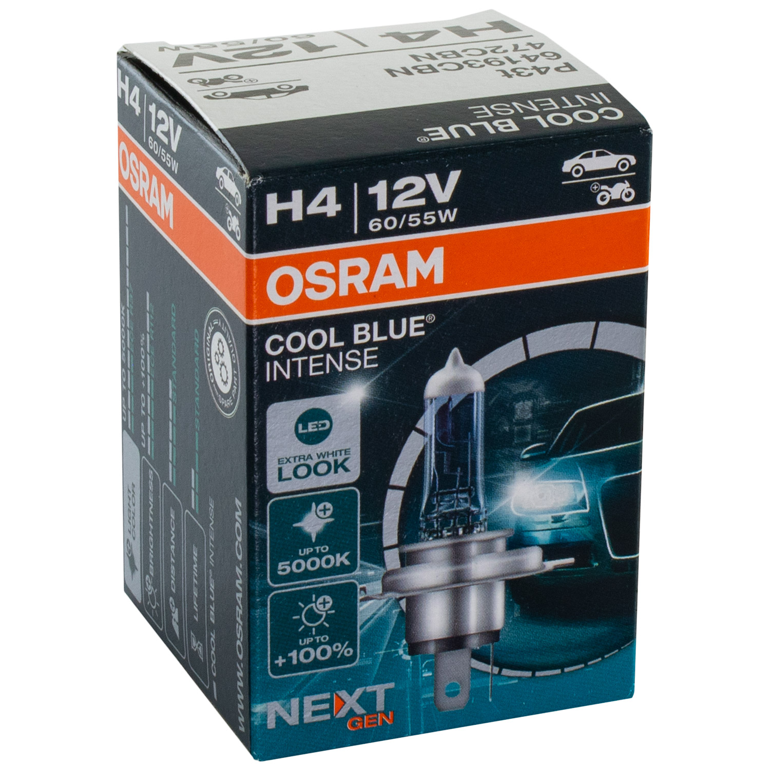 OSRAM COOL BLUE® INTENSE (Next Gen) H4 64193CBN