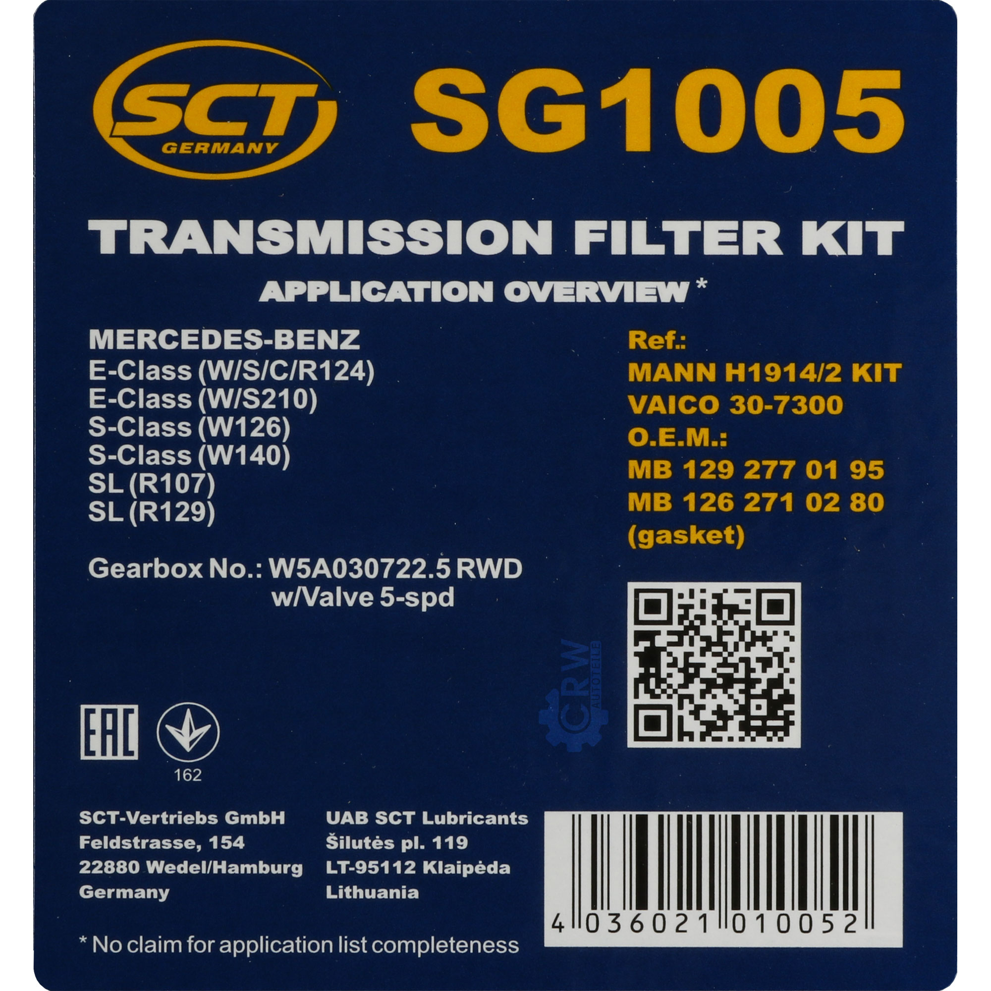 SCT Getriebeölfilter Hydraulikfiltersatz für Automatikgetriebe SG 1005