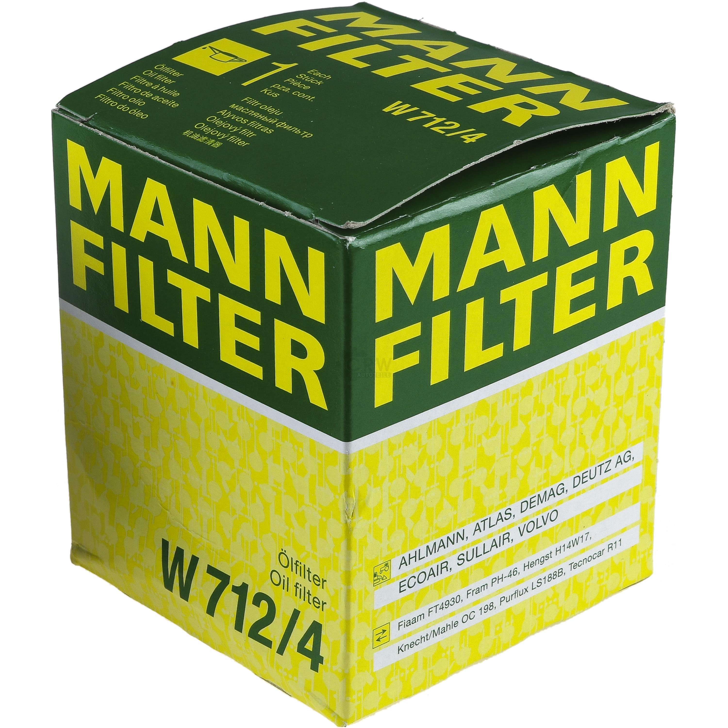 MANN-FILTER ÖlFILTER für Arbeitshydraulik W 712/4