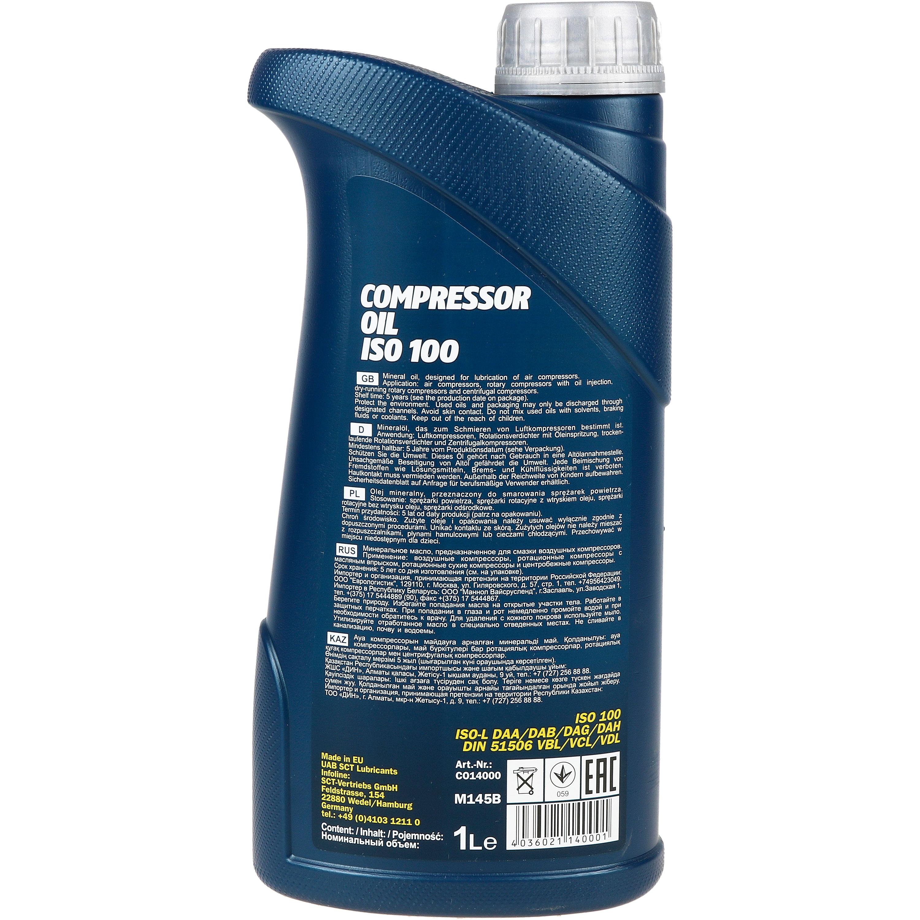 1 Liter  MANNOL Kompressoröl Compressor Oil ISO 100