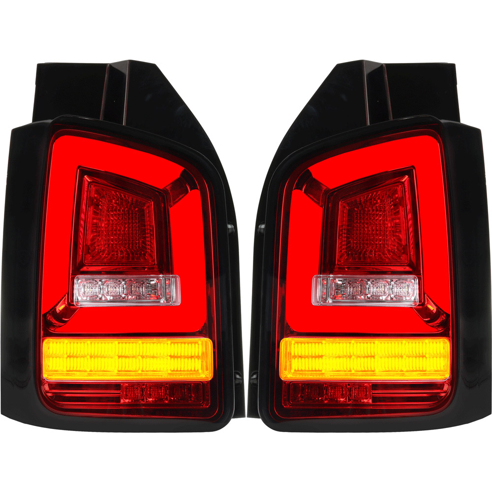 Rückleuchten Set Voll LED Lightbar für VW T5 Bj. 09-15 rot klar für Heckklappe