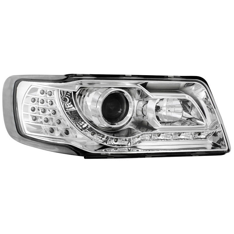 2 x Scheinwerfer für Audi 100 Typ 4C LED Tagfahrlicht Optik chrome