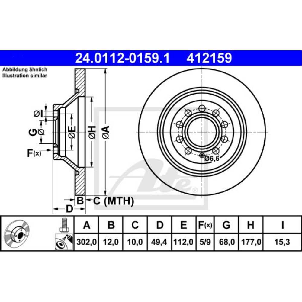 ATE Satz Bremsen Bremsscheiben + Bremsbeläge hinten für Audi A6 Avant 4F5 C6