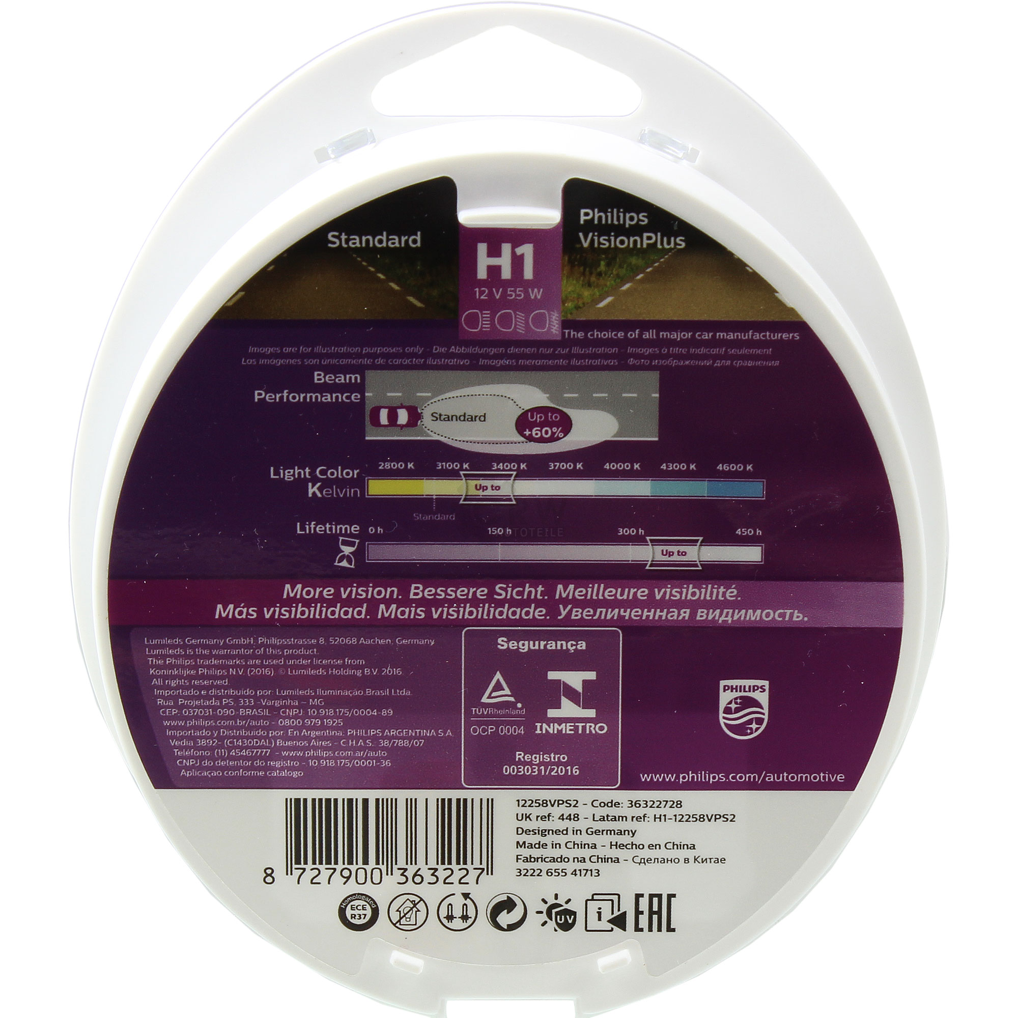 Philips Vision Plus +60% 2x H1 12V 55W  P14,5s