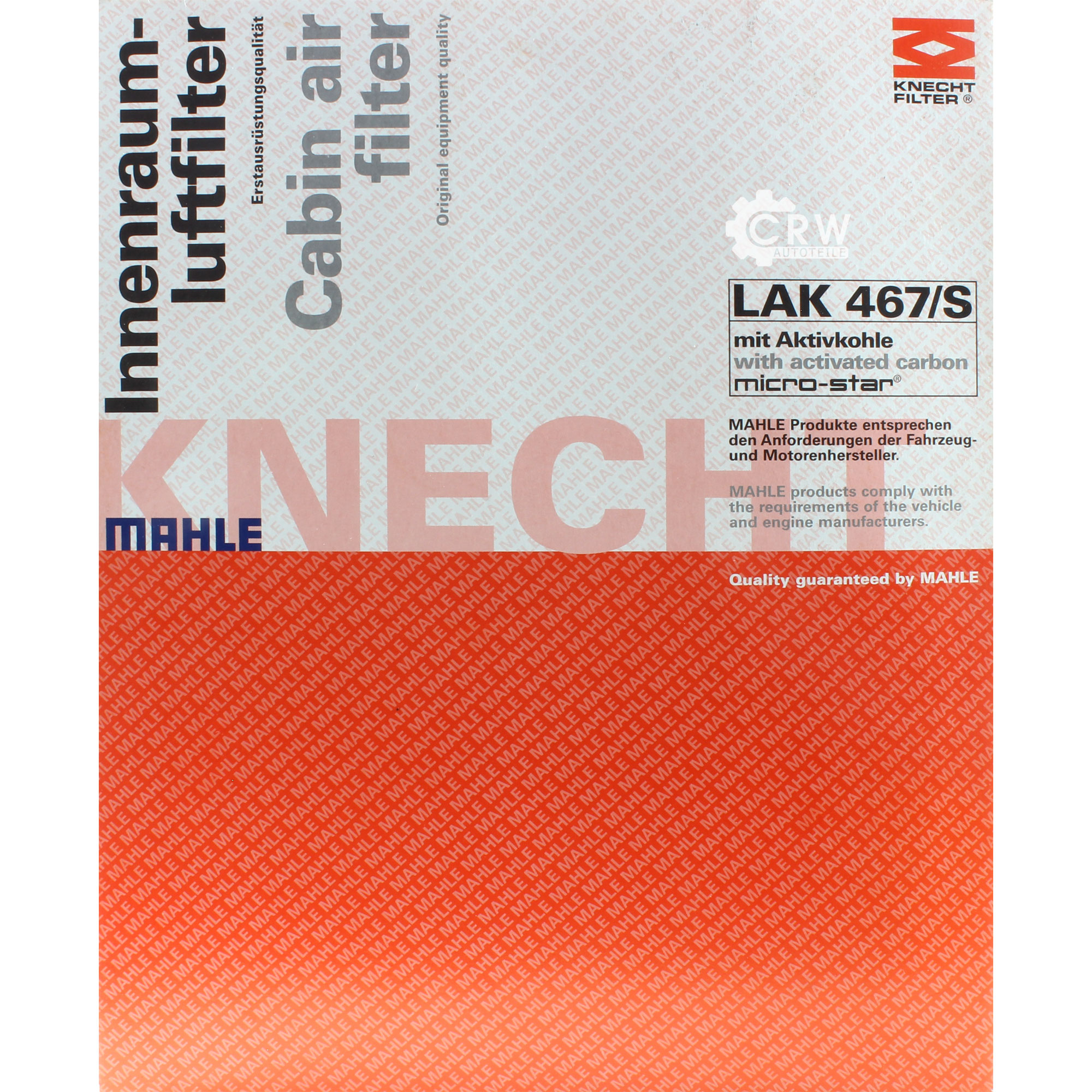 MAHLE / KNECHT Innenraumfilter Innenraumluft Pollenfilter LAK 467/S