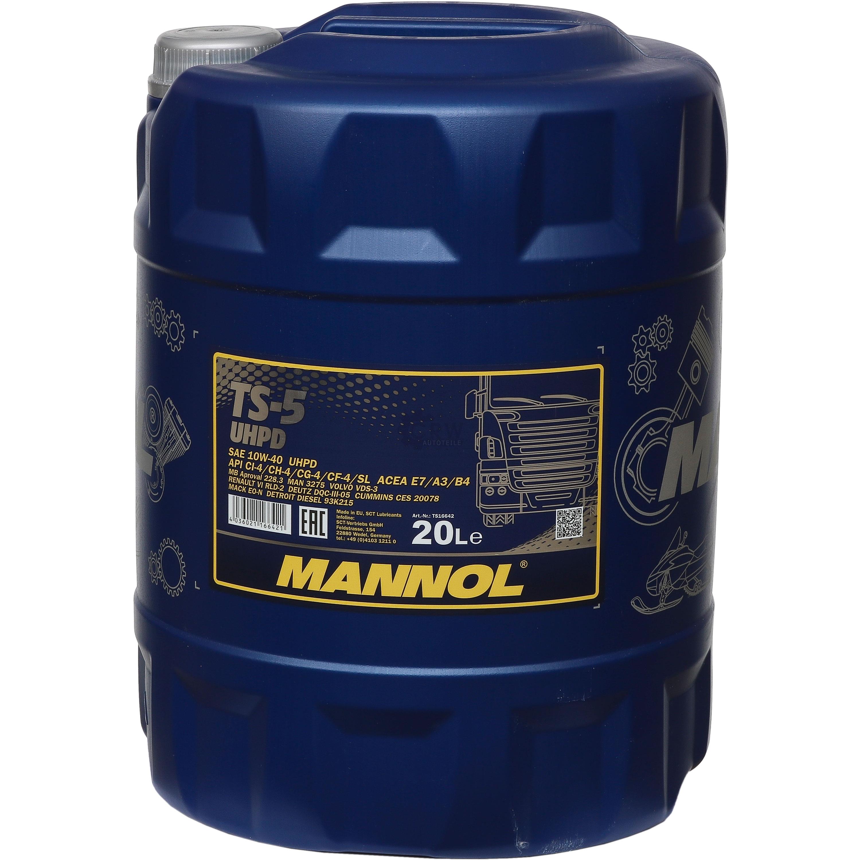 20 Liter Orignal MANNOL Motoröl TS-5 UHPD 10W-40 API Engine Oil Öl