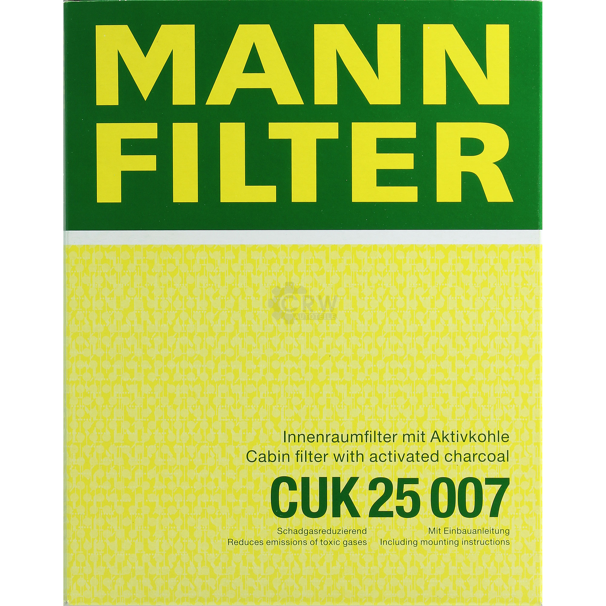 MANN-FILTER Innenraumfilter Pollenfilter Aktivkohle CUK 25 007