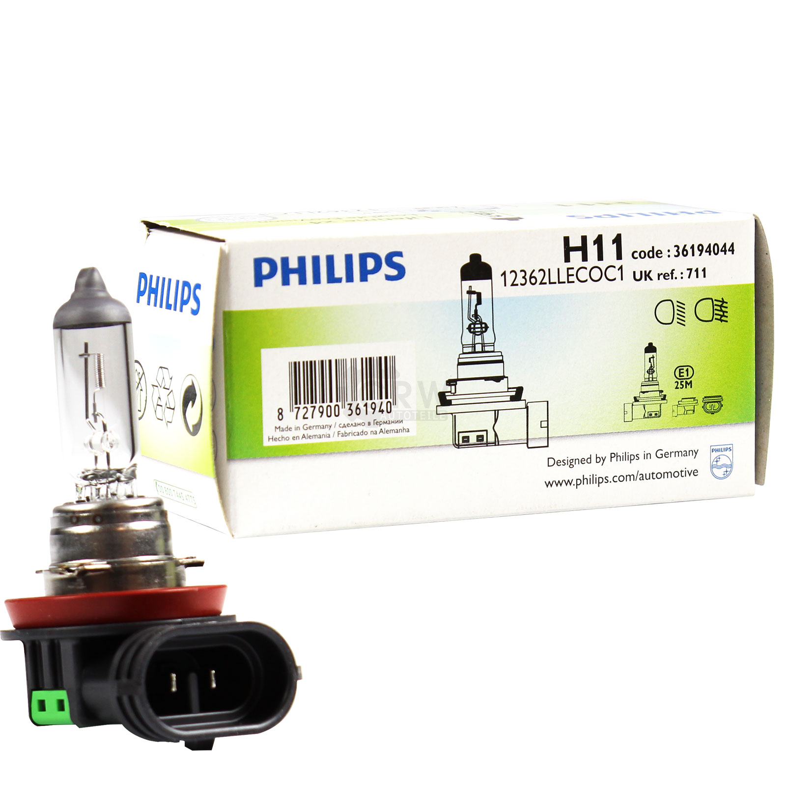 Philips H11 LongerLife ECOVision 12V 55W Sockel PGj19-2