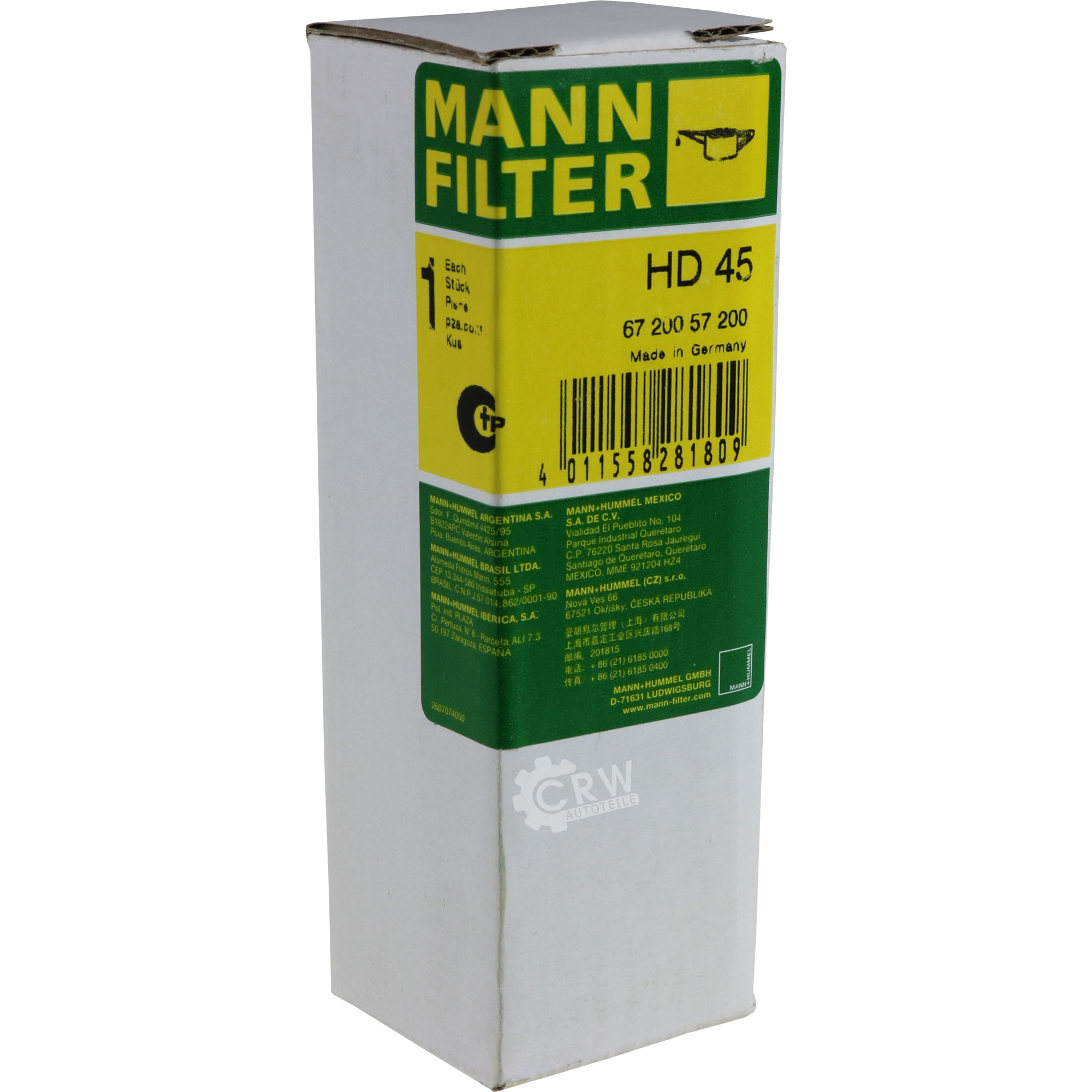 MANN-FILTER Hydraulikfilter für Lenkung HD 45