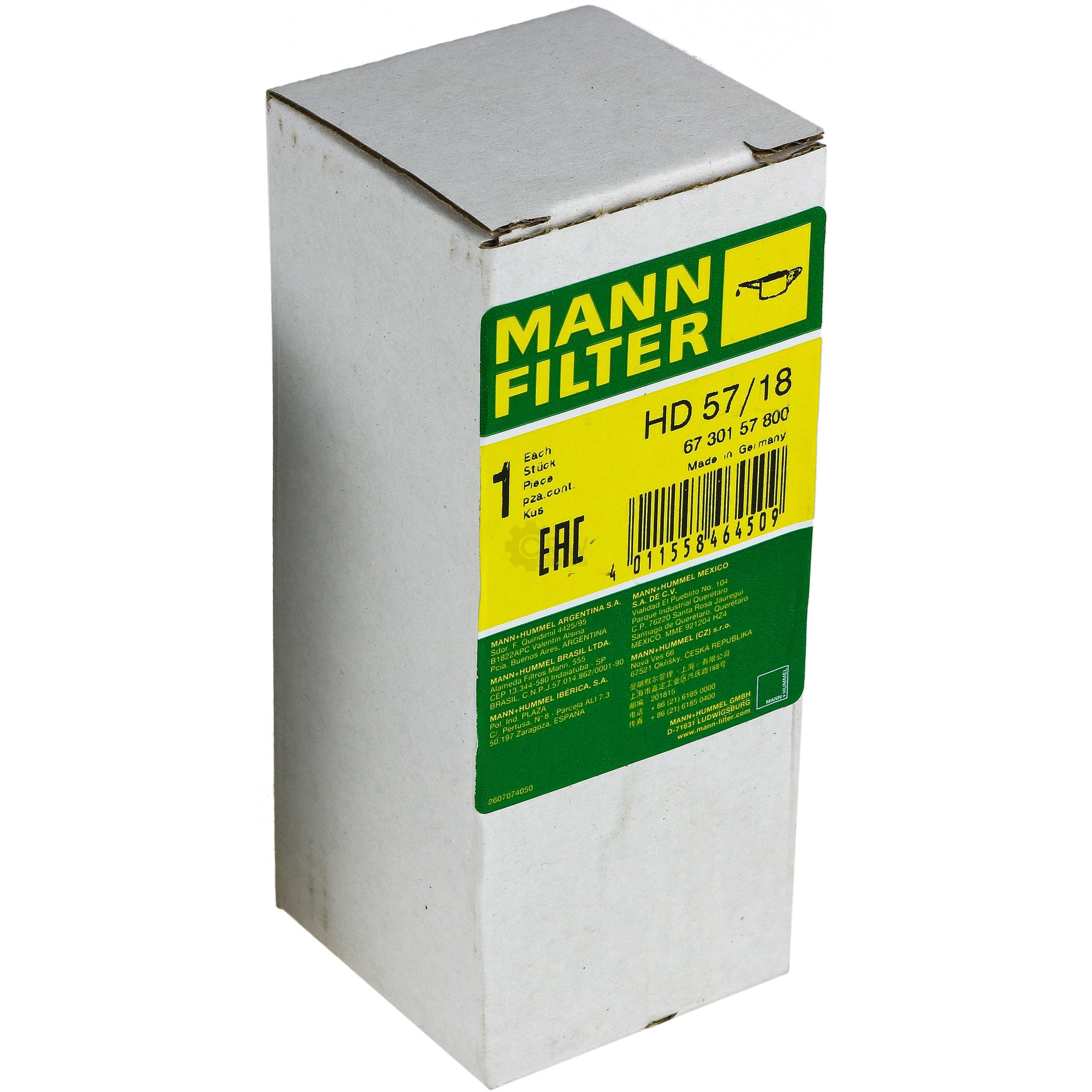 MANN-FILTER Filter für Arbeitshydraulik HD 57/18 Ölfilter Oil