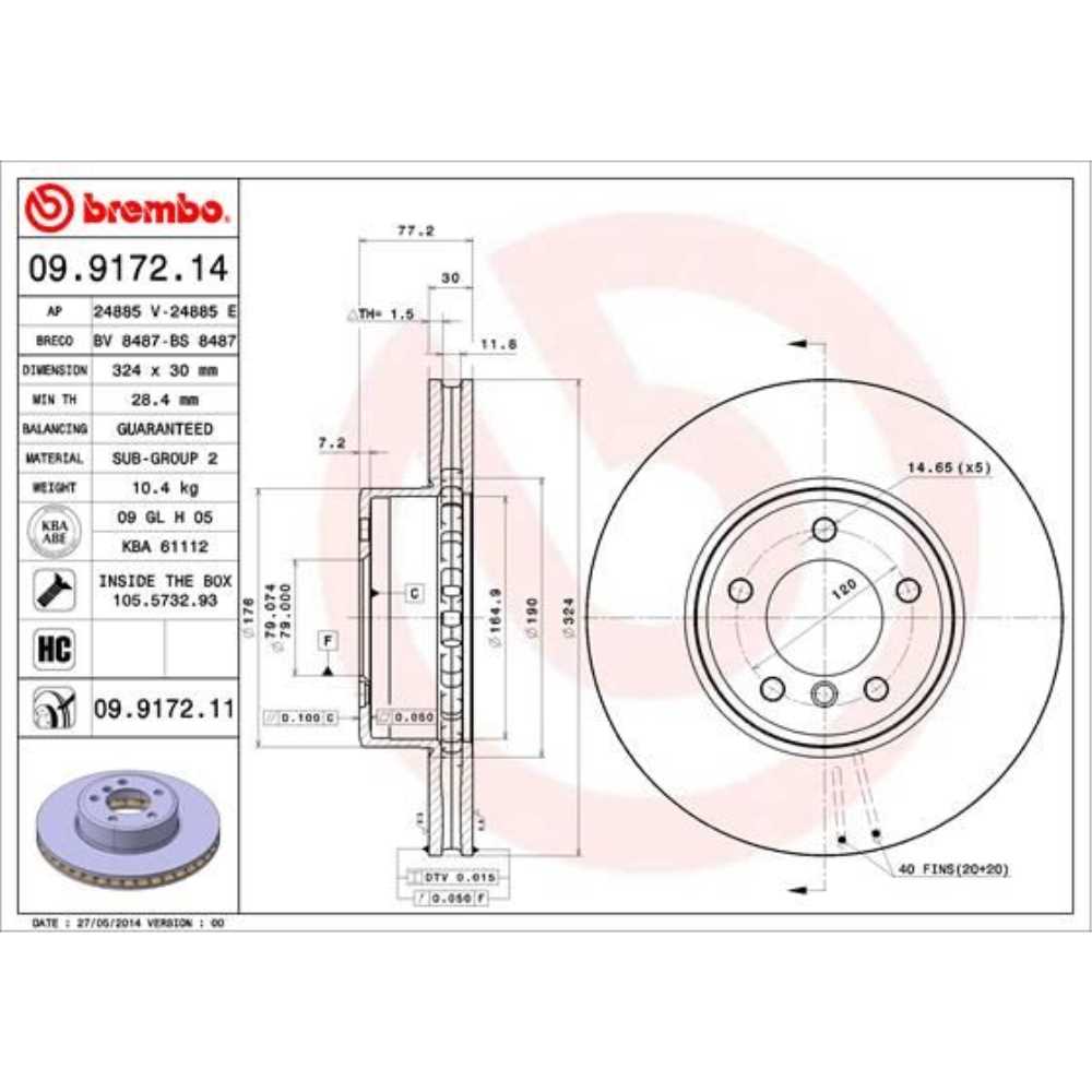BREMBO Satz Bremsen Bremsscheiben belüftet vorne + Bremsbeläge für BMW 5er E60