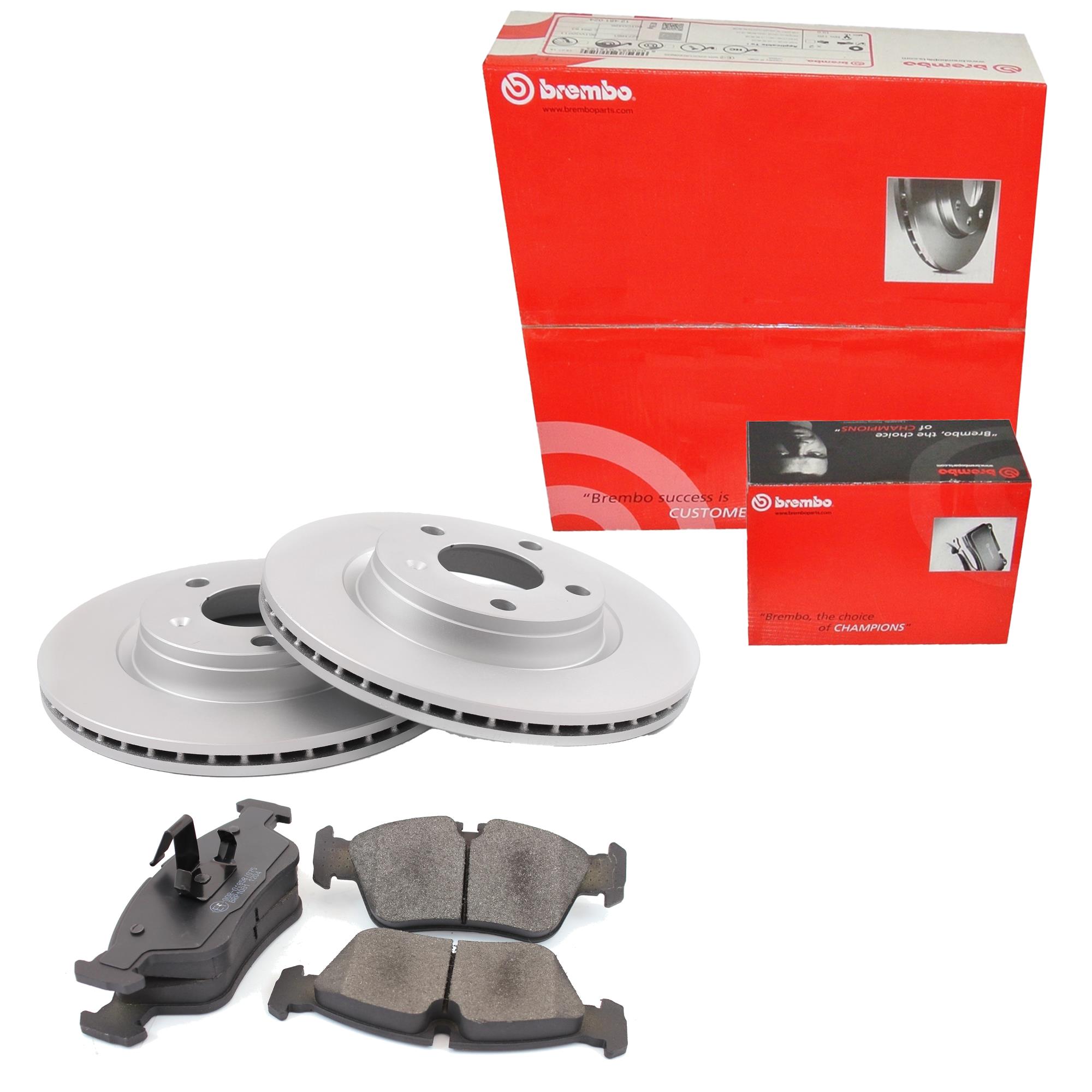BREMBO Satz Bremsscheiben belüftet hinten + Bremsbeläge für Renault Clio III