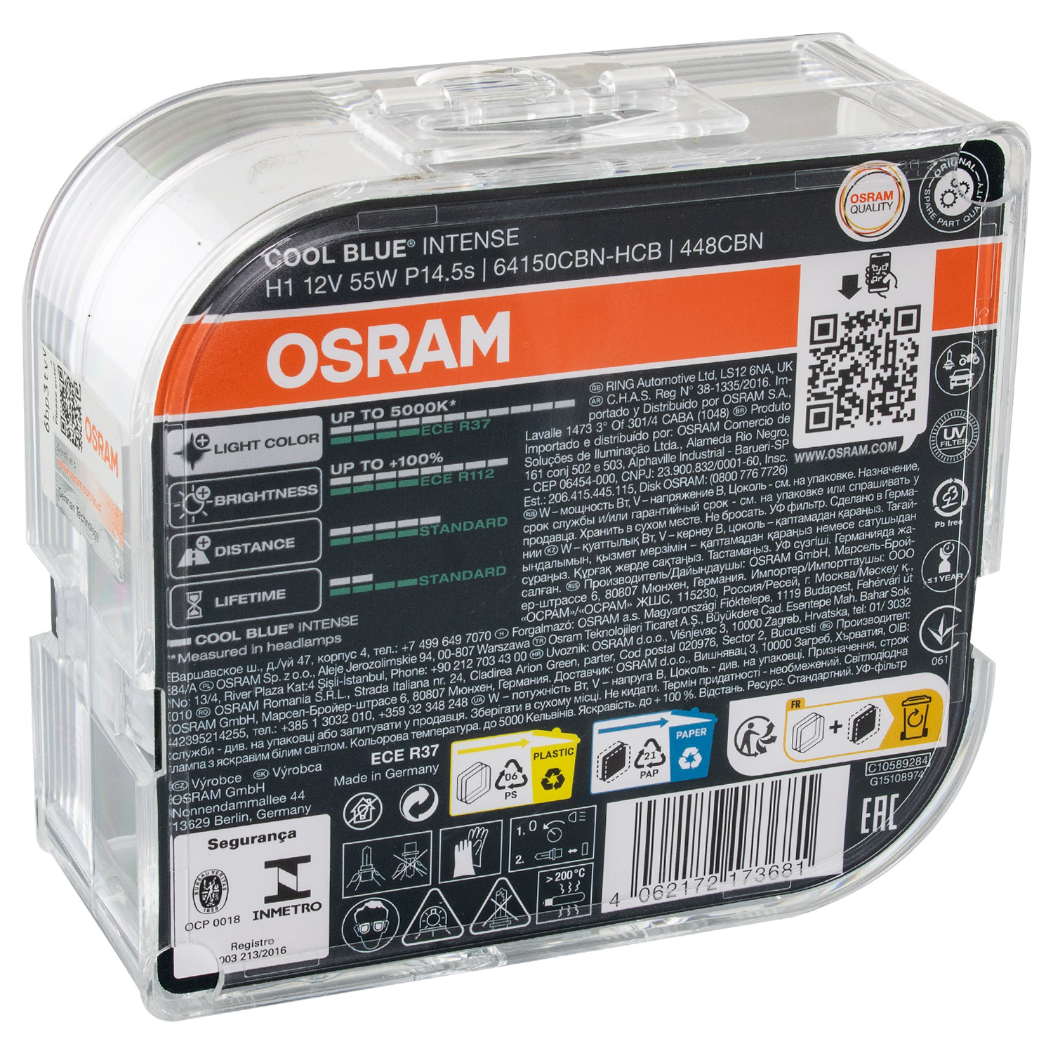 OSRAM COOL BLUE® INTENSE (Next Gen) H1 64150CBN-HCB DUOBOX