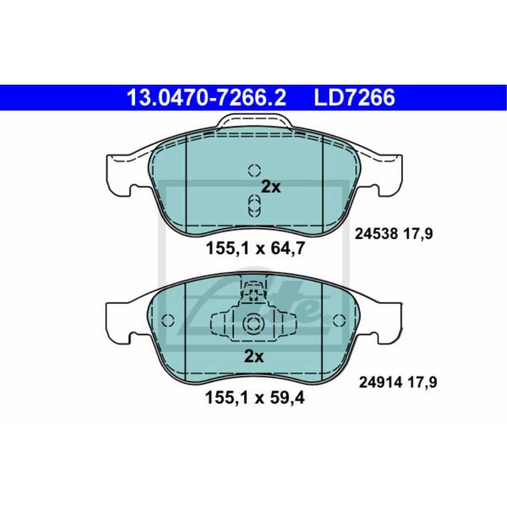 ATE 13.0470-7266.2 Bremsbelagsatz, Scheibenbremse