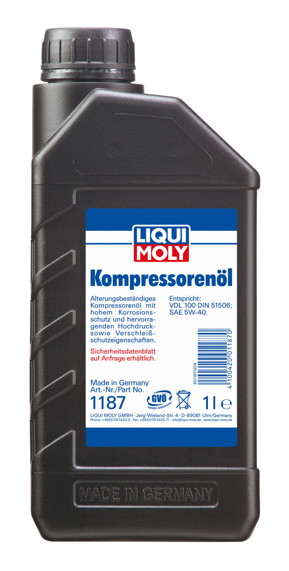 Liqui Moly 1L Kompressorenöl SAE 5W-40 VDL 100 DIN 51506 Korrosionsschutz