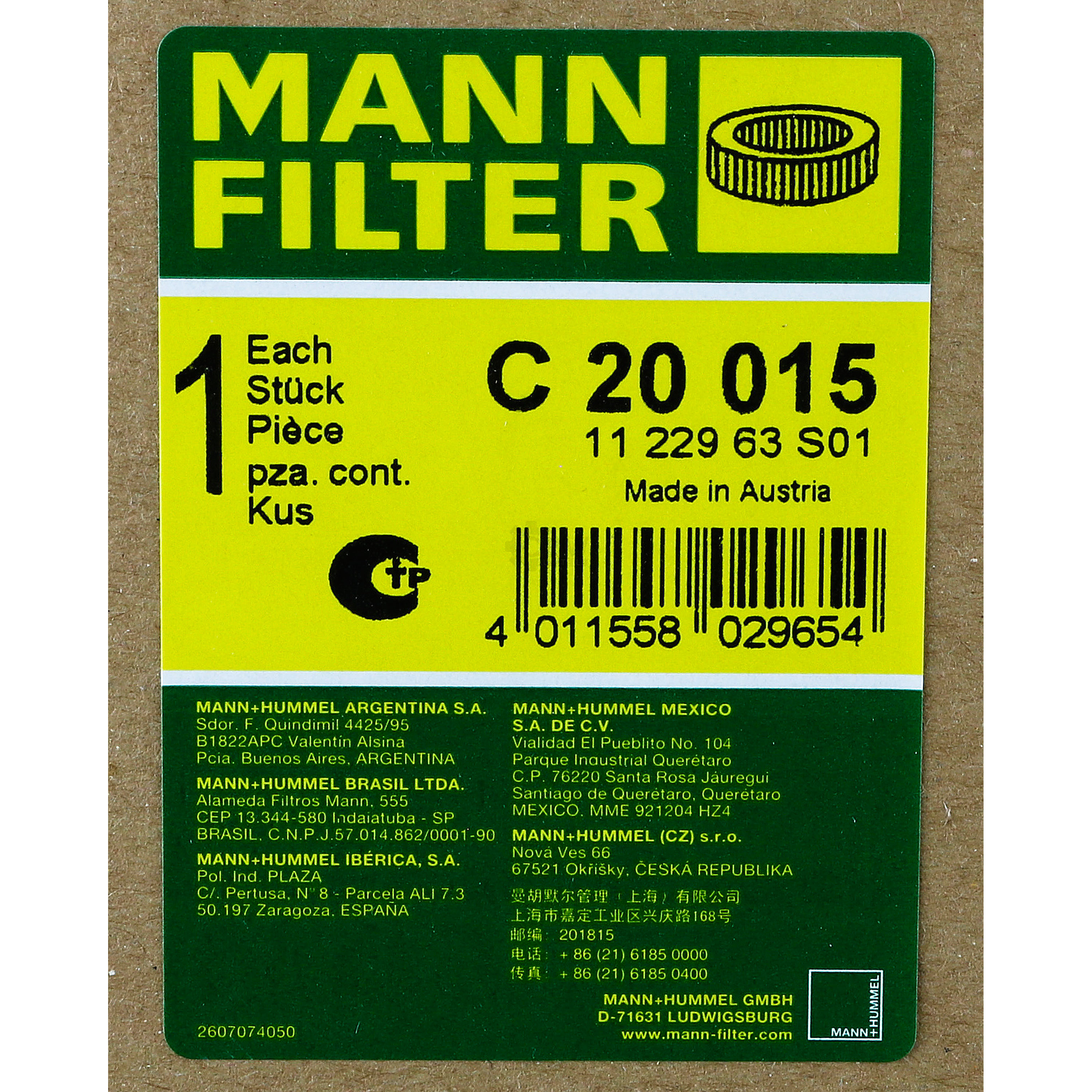 MANN-FILTER Luftfilter C 20 015