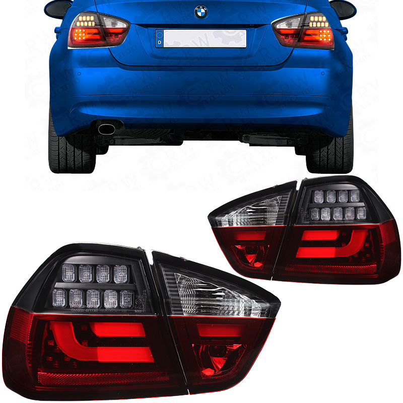 LED Lightbar Rückleuchten Set für BMW 3er E90 Limousine Bj. 05-08 rot smoke