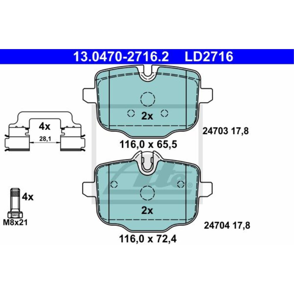 ATE Satz Bremsen Bremsscheiben Ø330 + Bremsbeläge hinten für BMW 5er F10