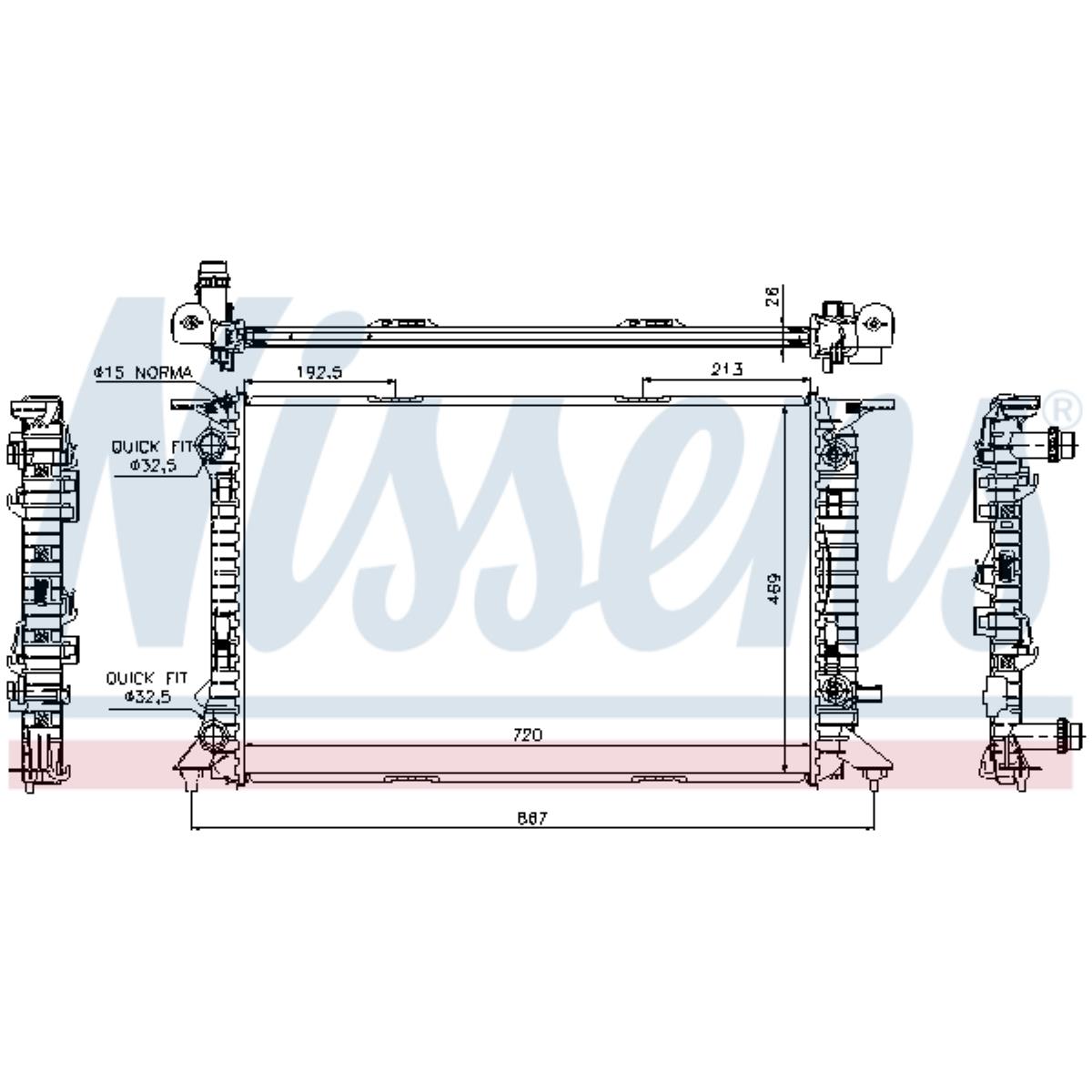 Kühler Motorkühlung NISSENS für Audi A4 Avant 2.0 TDI Bj.08-15 Bj.07-15