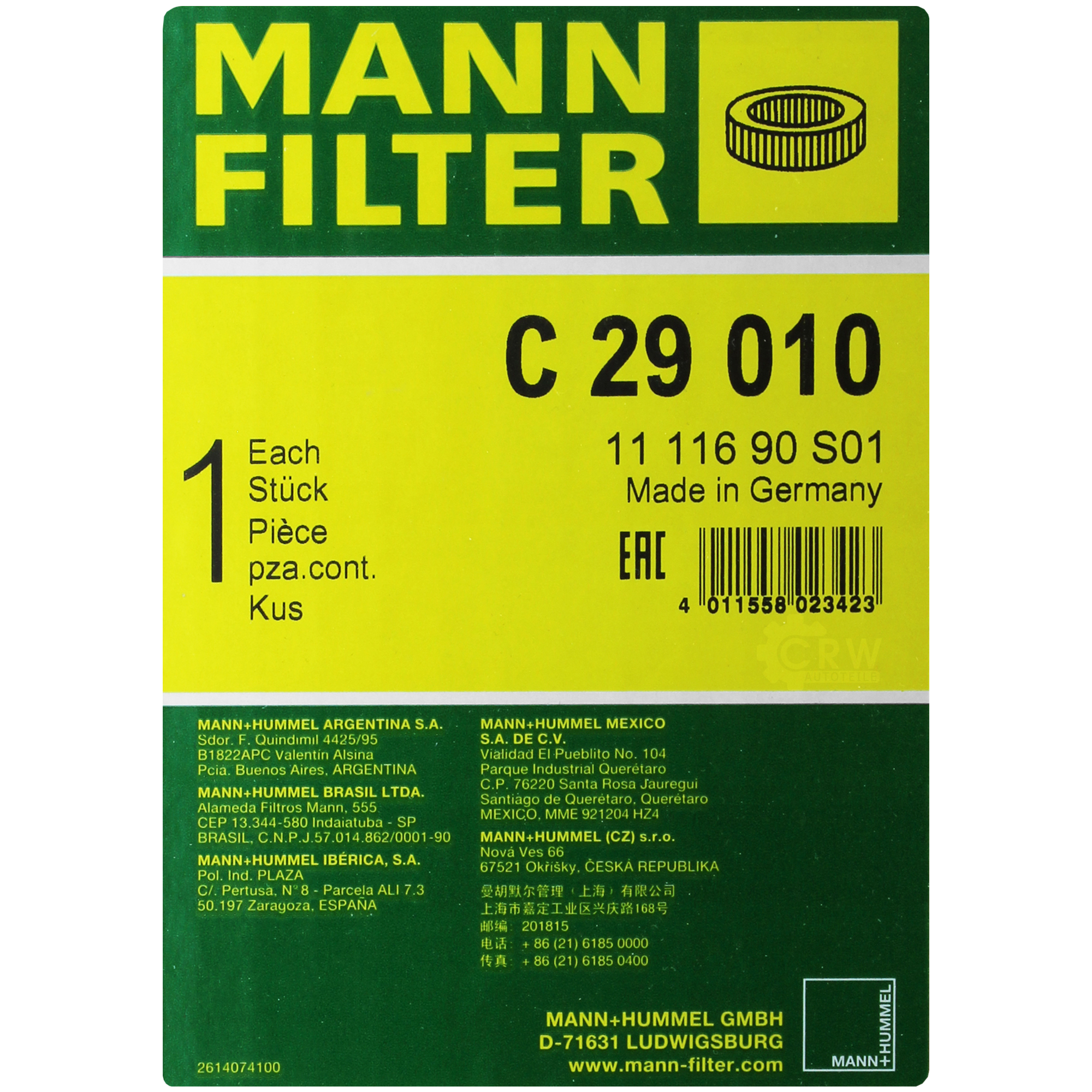 MANN-FILTER Luftfilter C 29 010
