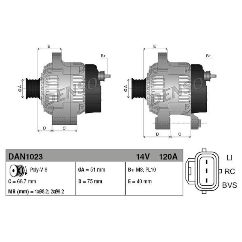 DENSO Generator Lichtmaschine 120A 14V für Ford Focus II Cabriolet C-Max
